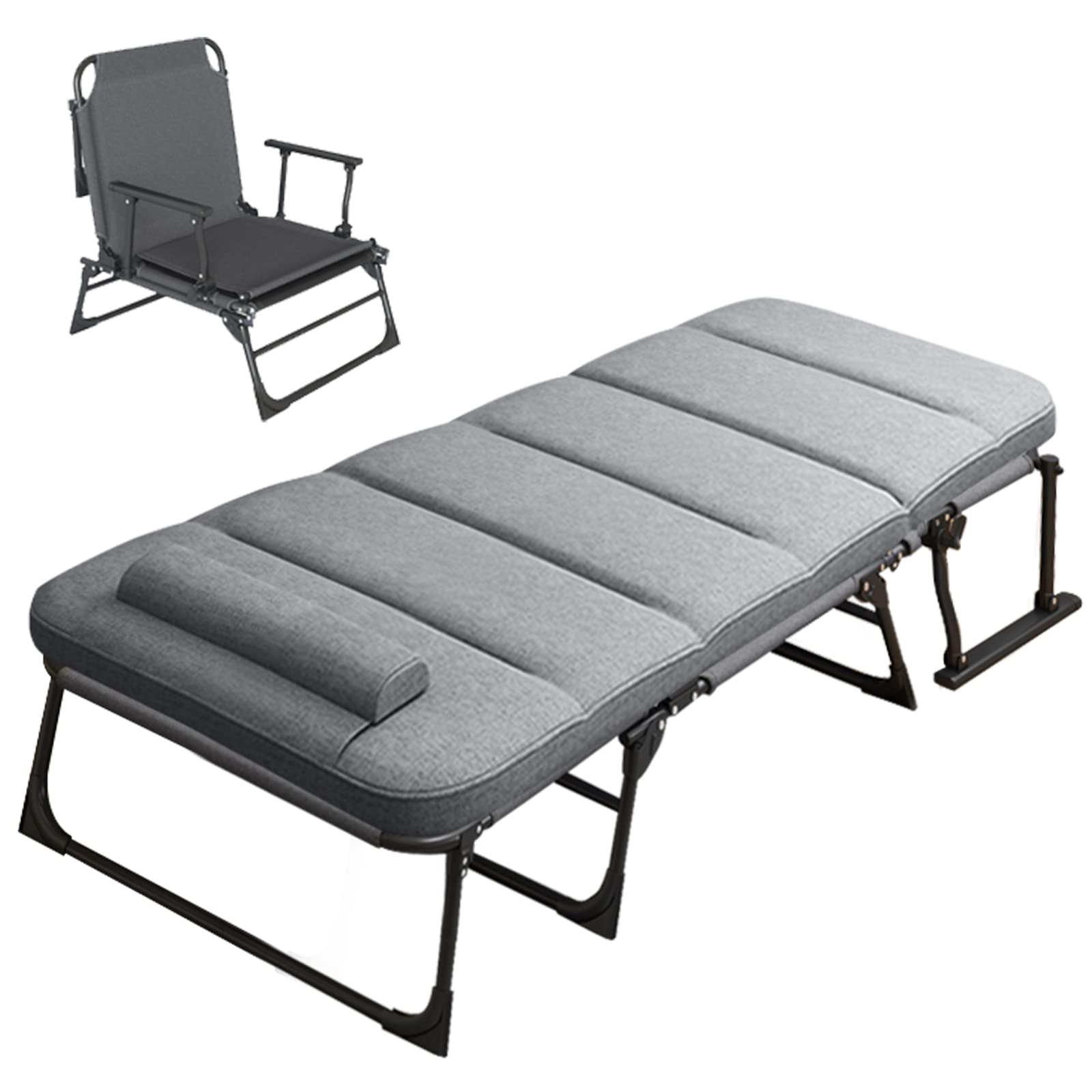 ABORON Heavy Duty Portable Folding Guest Bed with Mattress - Single Metal Platform Bed Frame - Foldable Rollaway Bed for Home, Office & Travel - Perfect for Spare Rooms, Sleepovers & Small Spaces