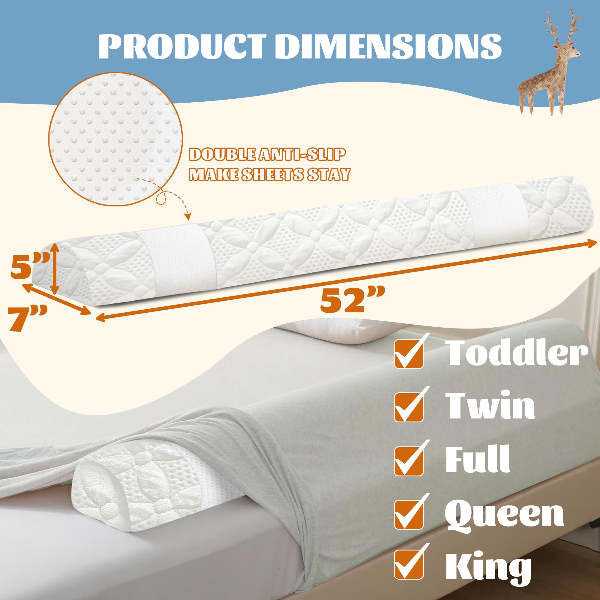 Toddler Bed Rail Guard - Soft Memory Foam Bed Safety Rail for Kids | Fits Twin, Full, Queen & King Size Beds | Washable Cover | 1 Pack | Perfect for Childproofing & Preventing Falls During Sleep
