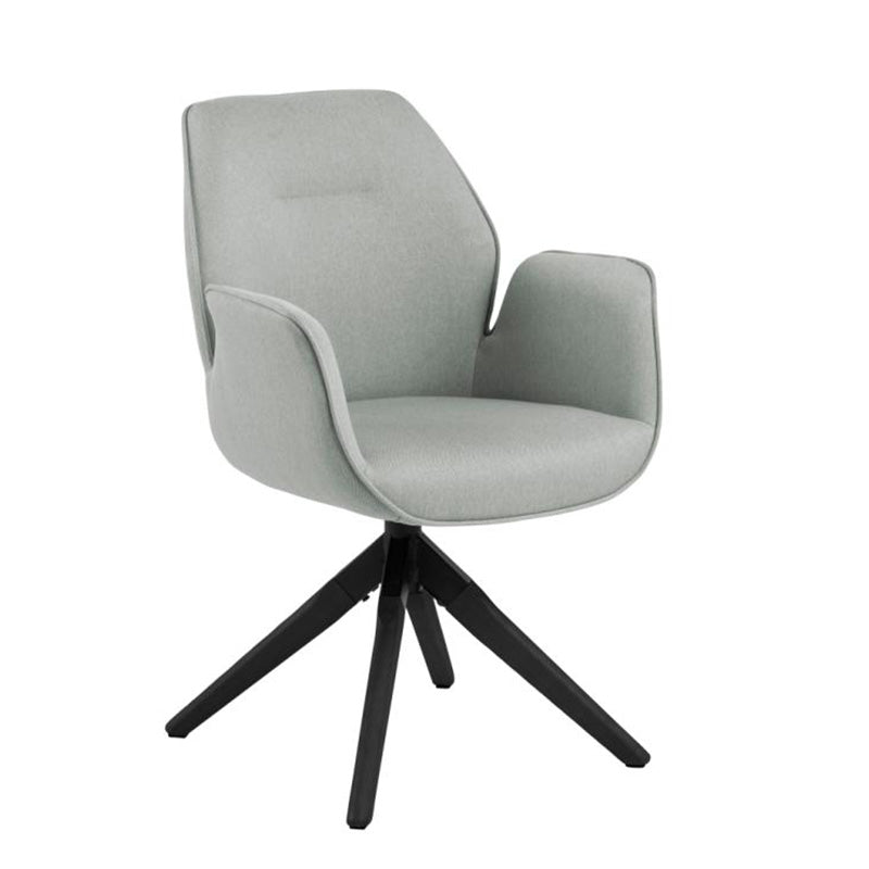 Arden Swivel Dining Chair - Grey & Black Upholstered Modern Kitchen Counter Stool for Home, Bar, Restaurant & Office Use