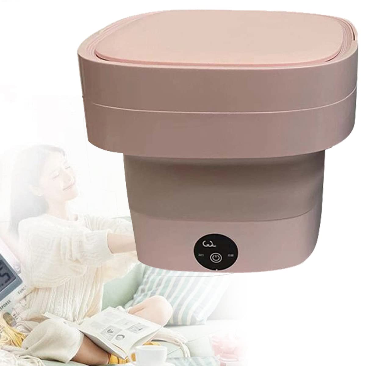 BrightFootBook Mini Foldable Washing Machine - Portable Travel Washer for Clothes, Underwear, Socks & Small Items | Compact Laundry Solution for Camping, Dorm Rooms & RV Trips | Pink