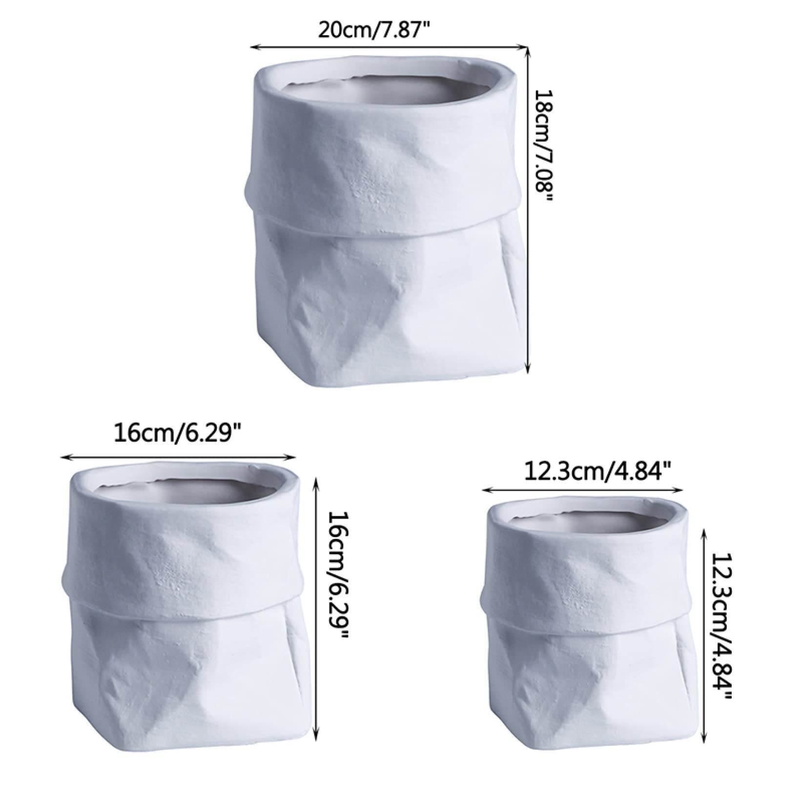 Ceramic Kraft Paper Bag Flower Pot - Eco-Friendly Plant Pot for Succulents, Bonsai, Herbs | Creative Home & Office Decor, Garden Planting, Indoor Greenery