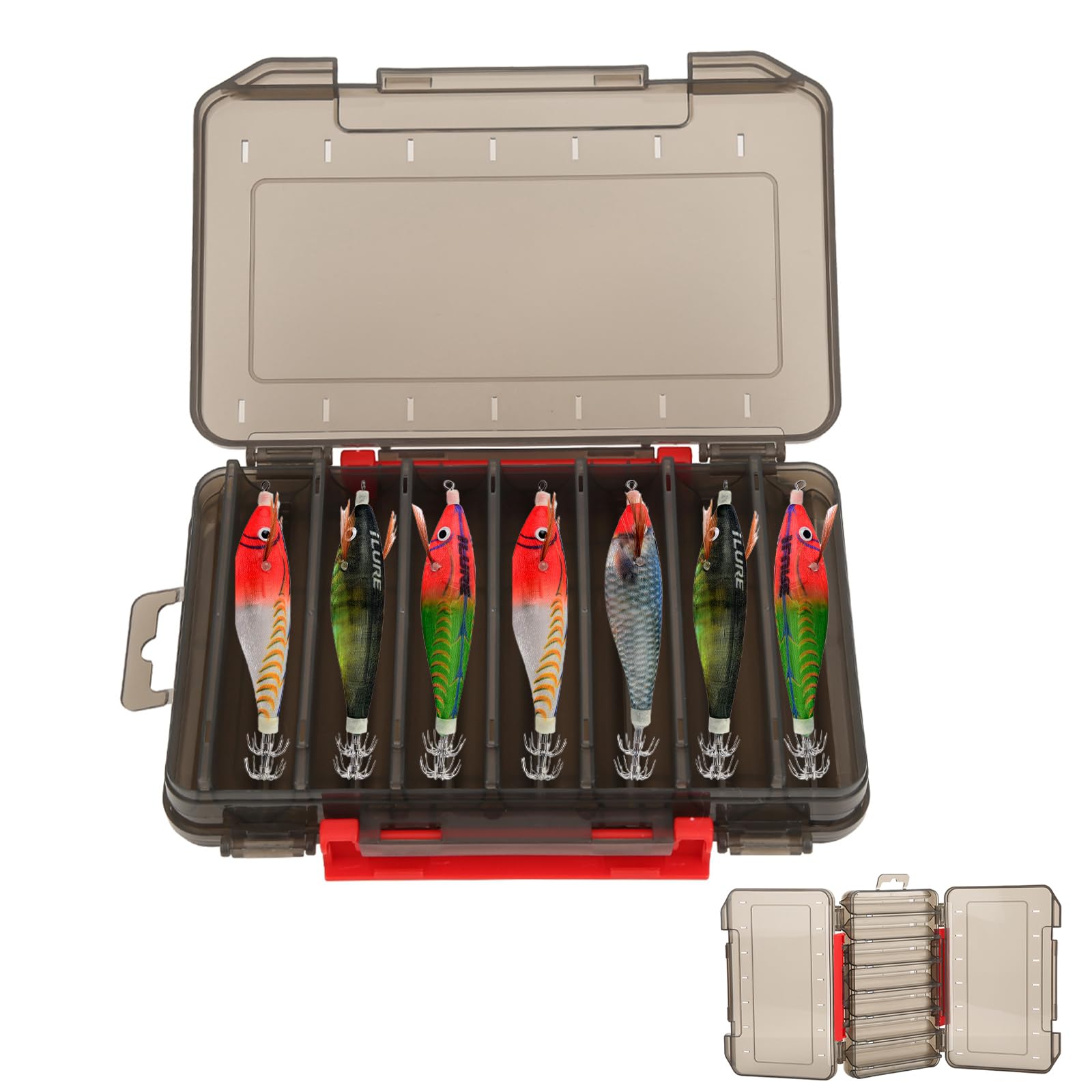 GAESHOW Double Sided Transparent Fishing Lure Storage Box - 14 Compartments with Drain Holes, Large Capacity Tackle Organizer for Bass, Trout & Saltwater Fishing | Perfect for Boat, Kayak & Shore Fishing Trips