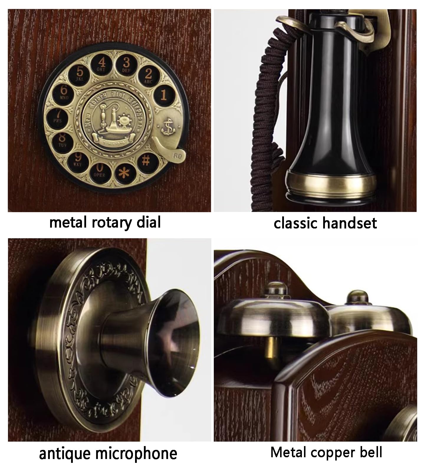 Vintage Retro Wall Mounted Landline Phone with Mechanical Ringer - Old Fashioned Corded Telephone for Home, Office & School Decor (Red) - Perfect for Vintage Themed Rooms, Classic Home Décor & Nostalgic Gifts