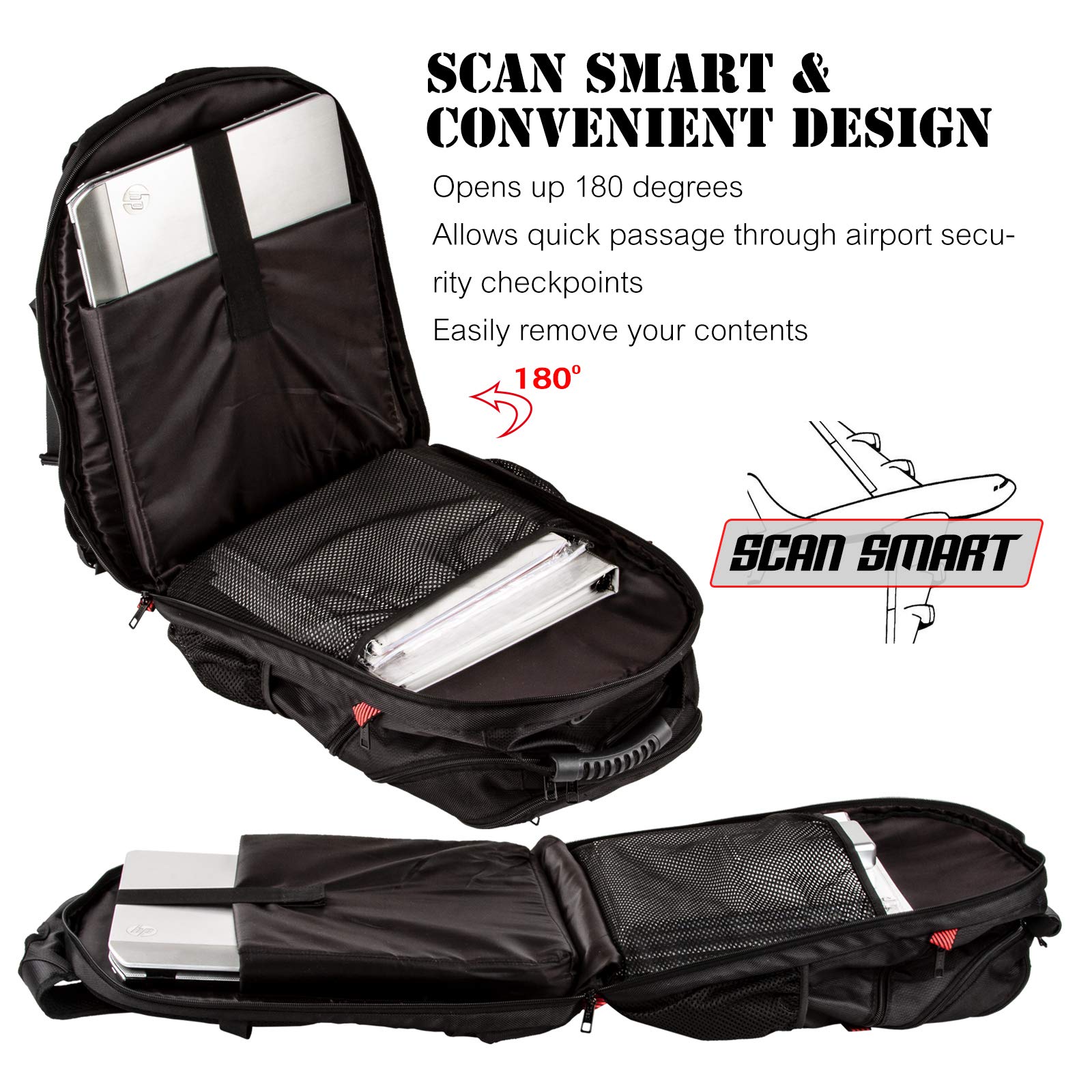 5-Star TSA Approved 17 Inch Laptop Backpack for Business Travel - USB Charging Port, Headphone Hole & RFID Protection - Perfect for Airports, Commuting & Work