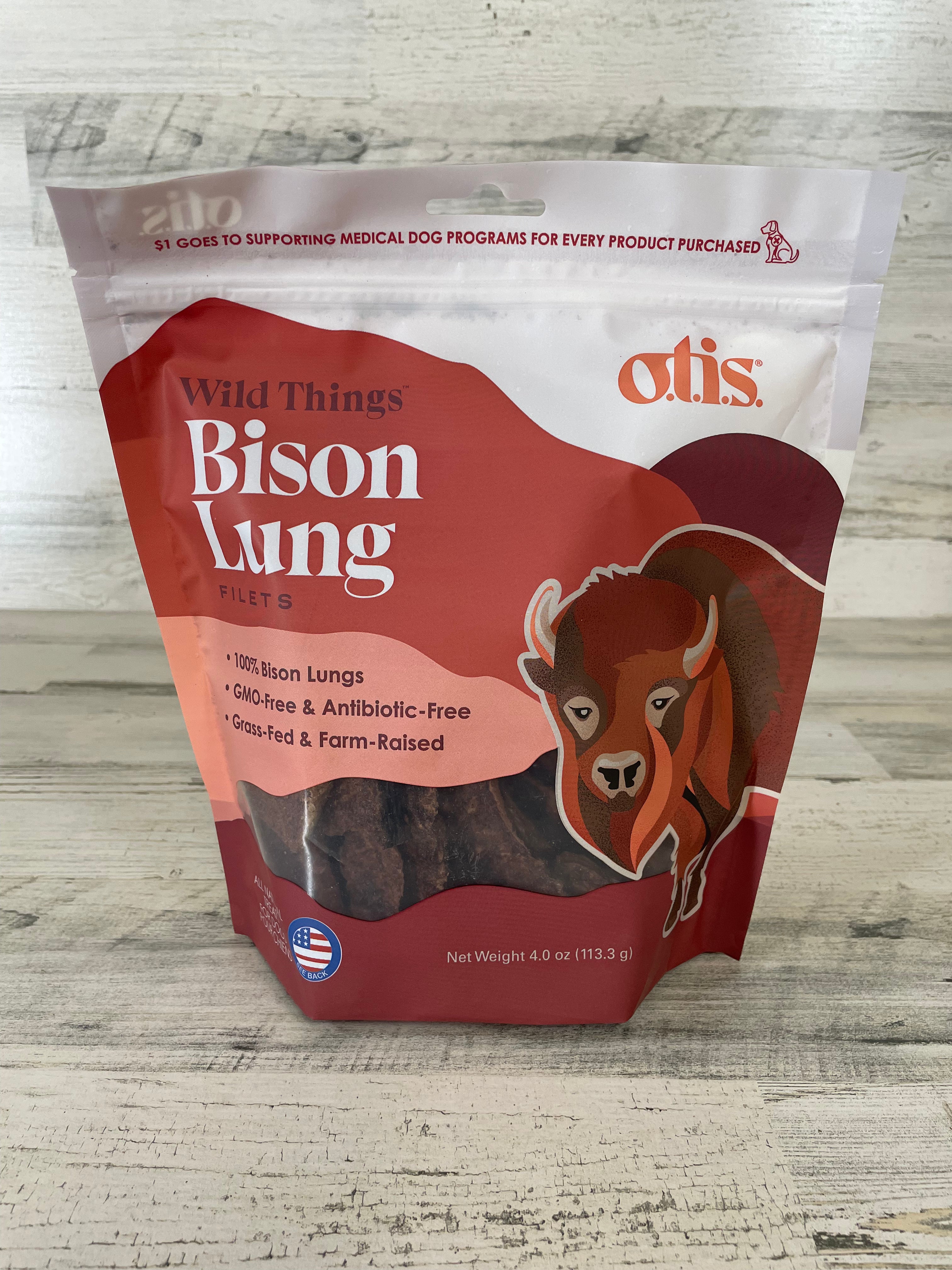 Premium Otis Wild Things Bison Lung Filets - All-Natural Freeze-Dried Dog Treats for Training & Dental Health - High-Protein Grain-Free Snacks for Puppies & Adult Dogs - Perfect for Outdoor Adventures & Reward-Based Training