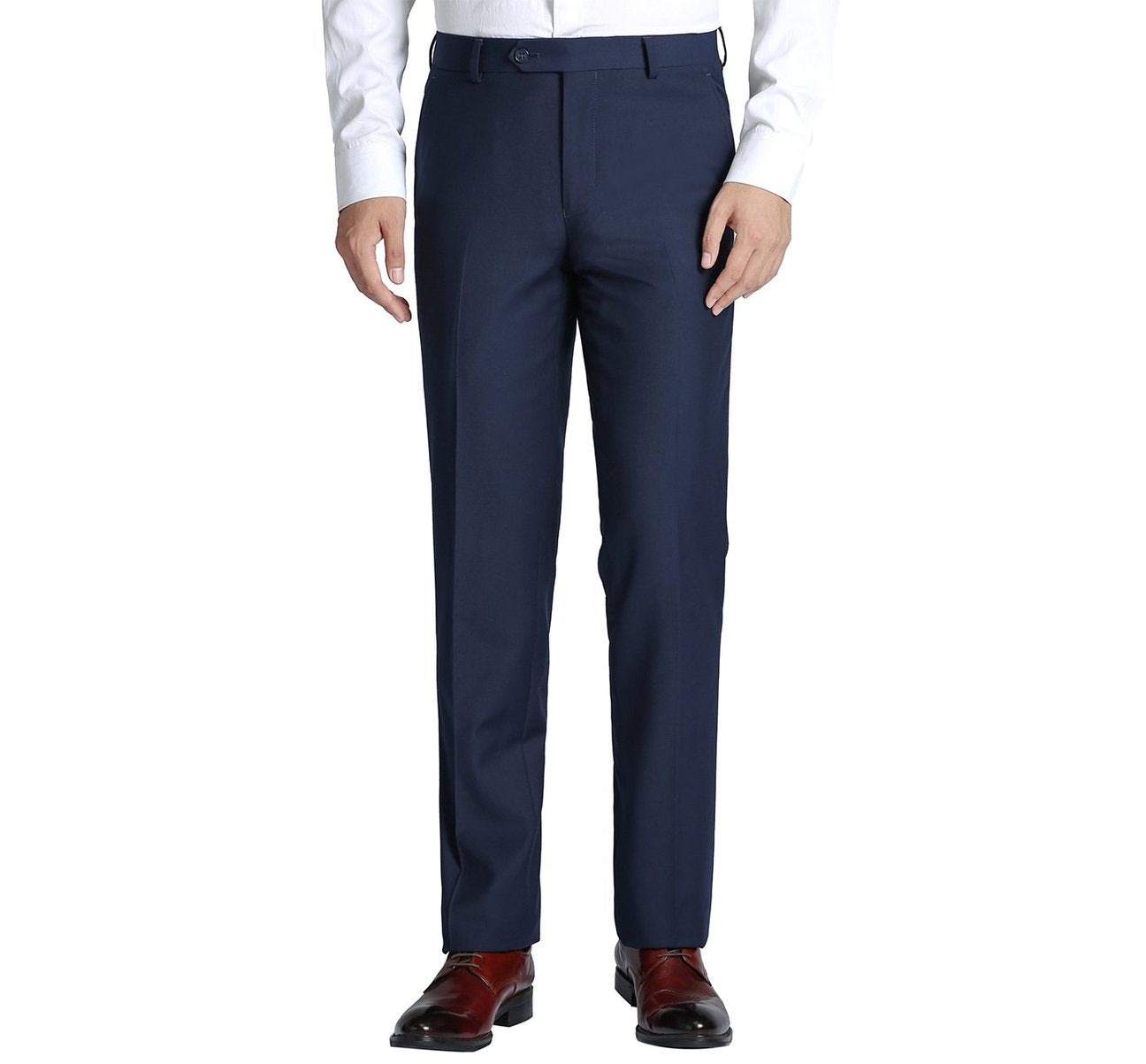 Alessandro Vitello by Renoir Navy Classic Fit Flat Front Suit Pants for Men - Premium Business Formal Wear for Office, Weddings & Special Occasions