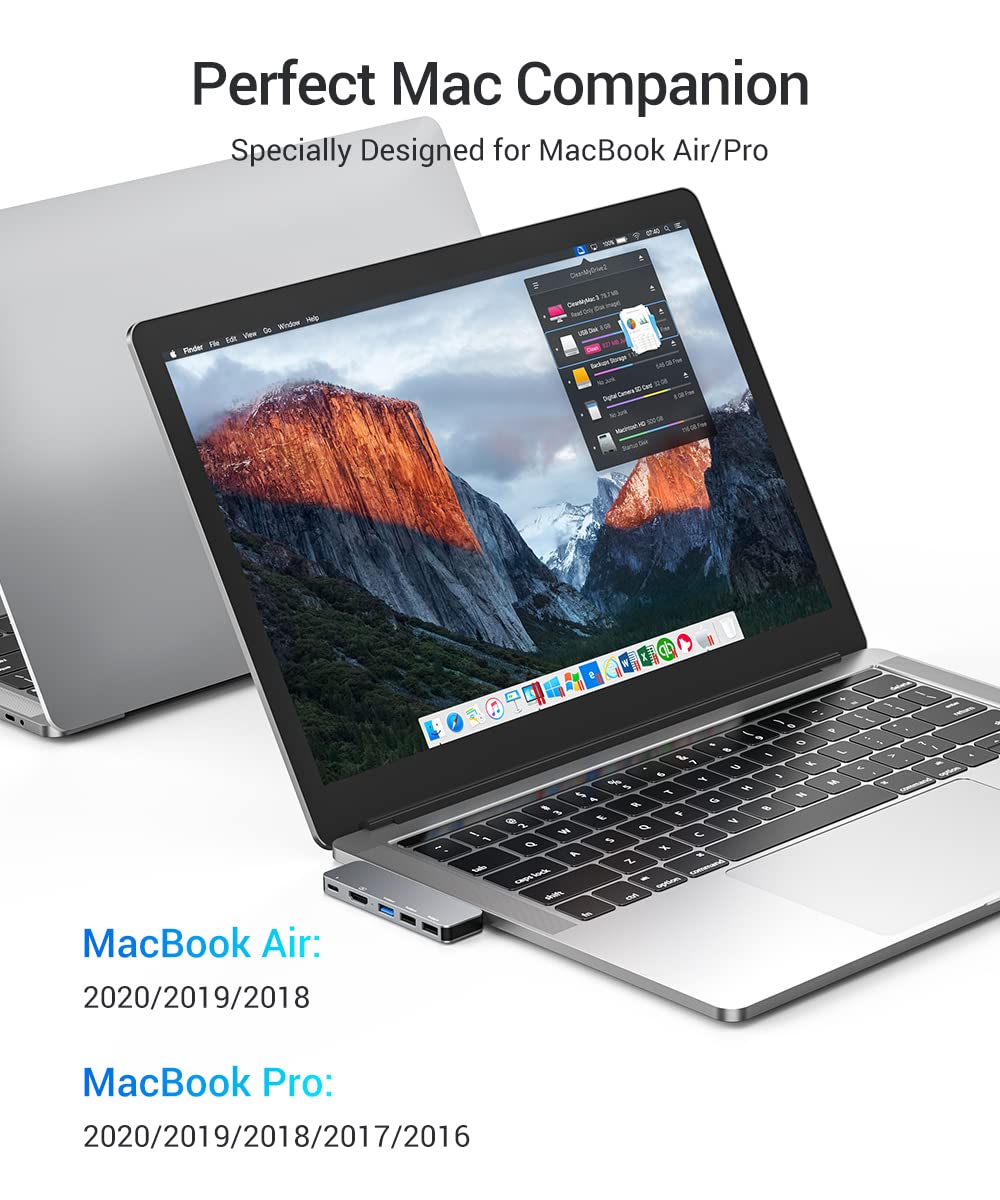 USB C Hub for MacBook Pro/Air (2021-2016) - 6-in-1 Multiport Adapter with 4K HDMI, Thunderbolt 3, USB 3.0 - Compatible with MacBook Pro 13/16 inch & MacBook Air M1 - Perfect for Home Office, Online Classes & Video Conferencing