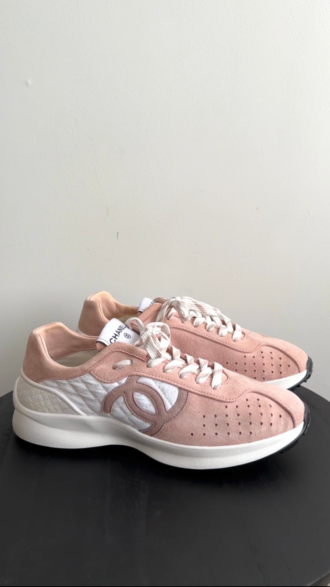 Chanel G39074 Light Pink Suede CC Logo Sneakers for Women - Size 40.5/39.5 - Luxury Casual Shoes for Everyday Wear & Fashion Outfits