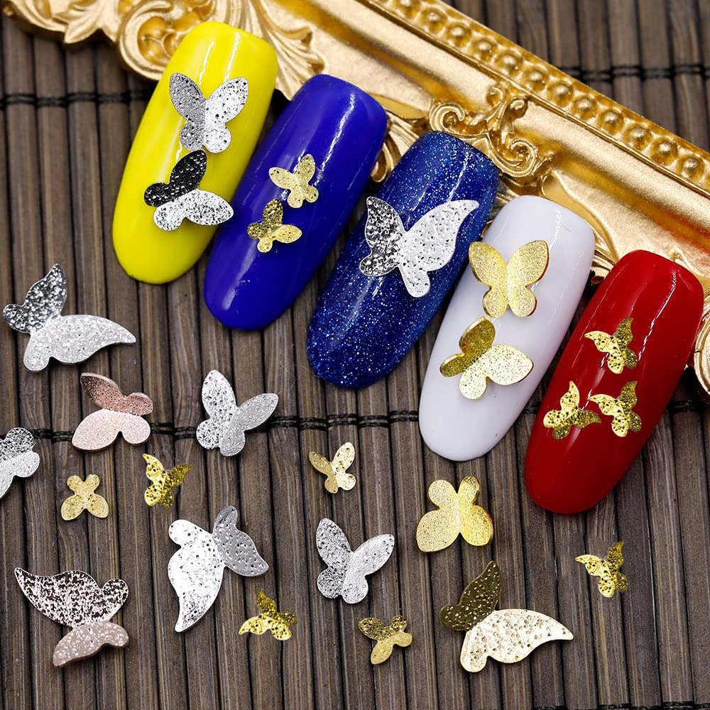3D Gold Butterfly Nail Charms - 400Pcs Glitter Sequin for Nail Art