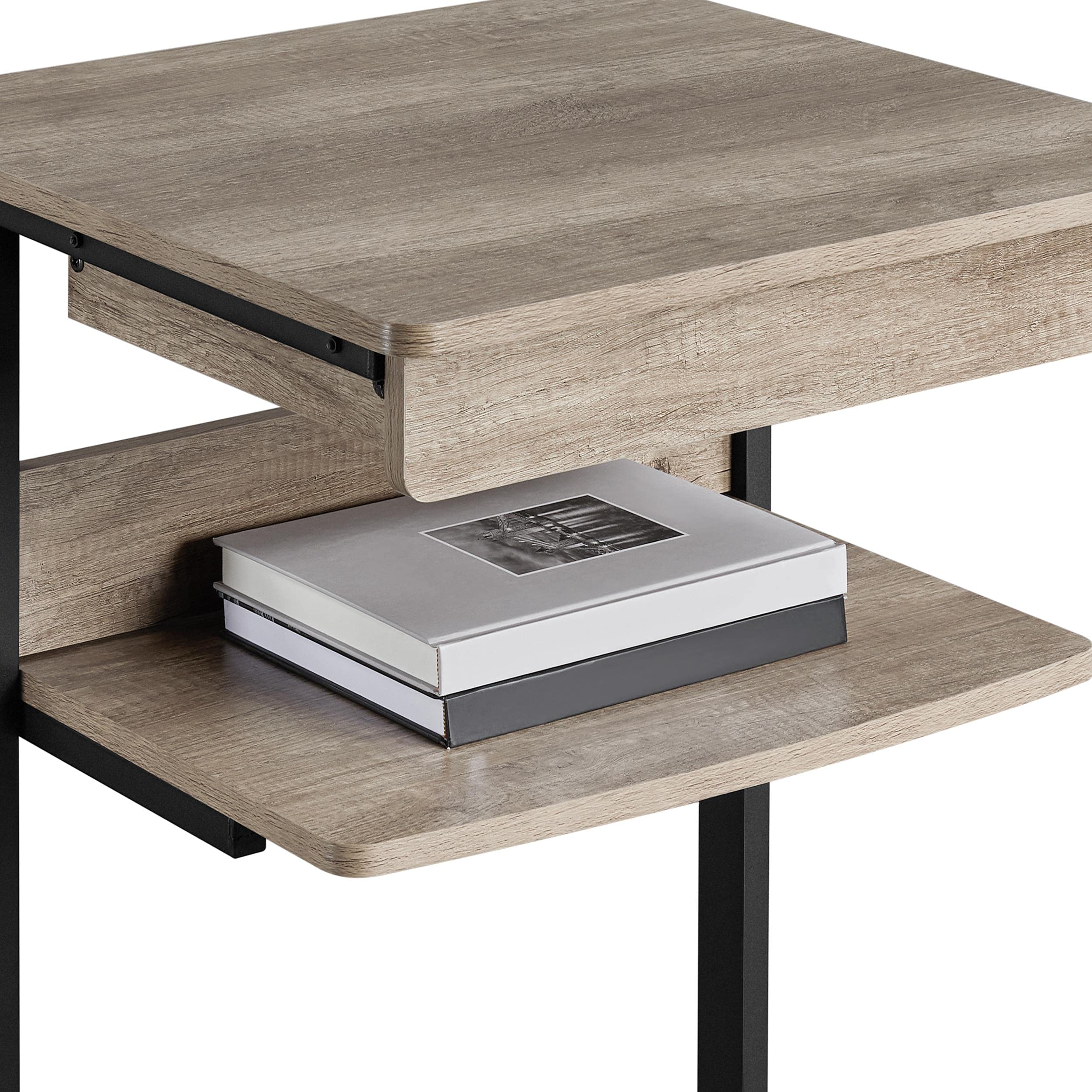 Yaheetech Rolling Computer Desk with Drawer & Keyboard Tray - Adjustable Mobile Laptop Desk Cart Standing Workstation for Home Office, Study & Small Spaces - Ergonomic Gray Computer Table for Work from Home & Remote Learning