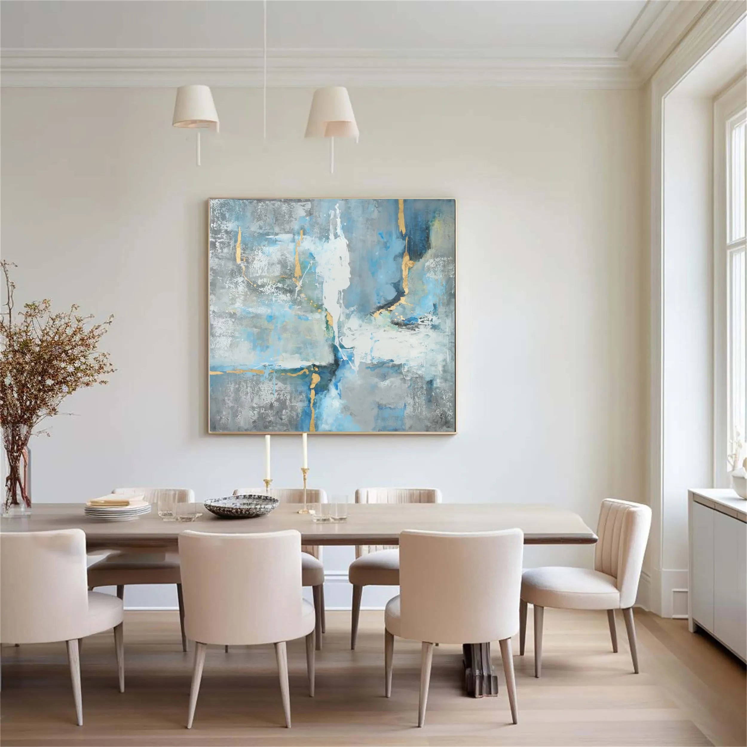 Blue & Green Abstract Wall Art Print #BG079 - Modern Canvas Painting for Living Room, Bedroom & Office Decor