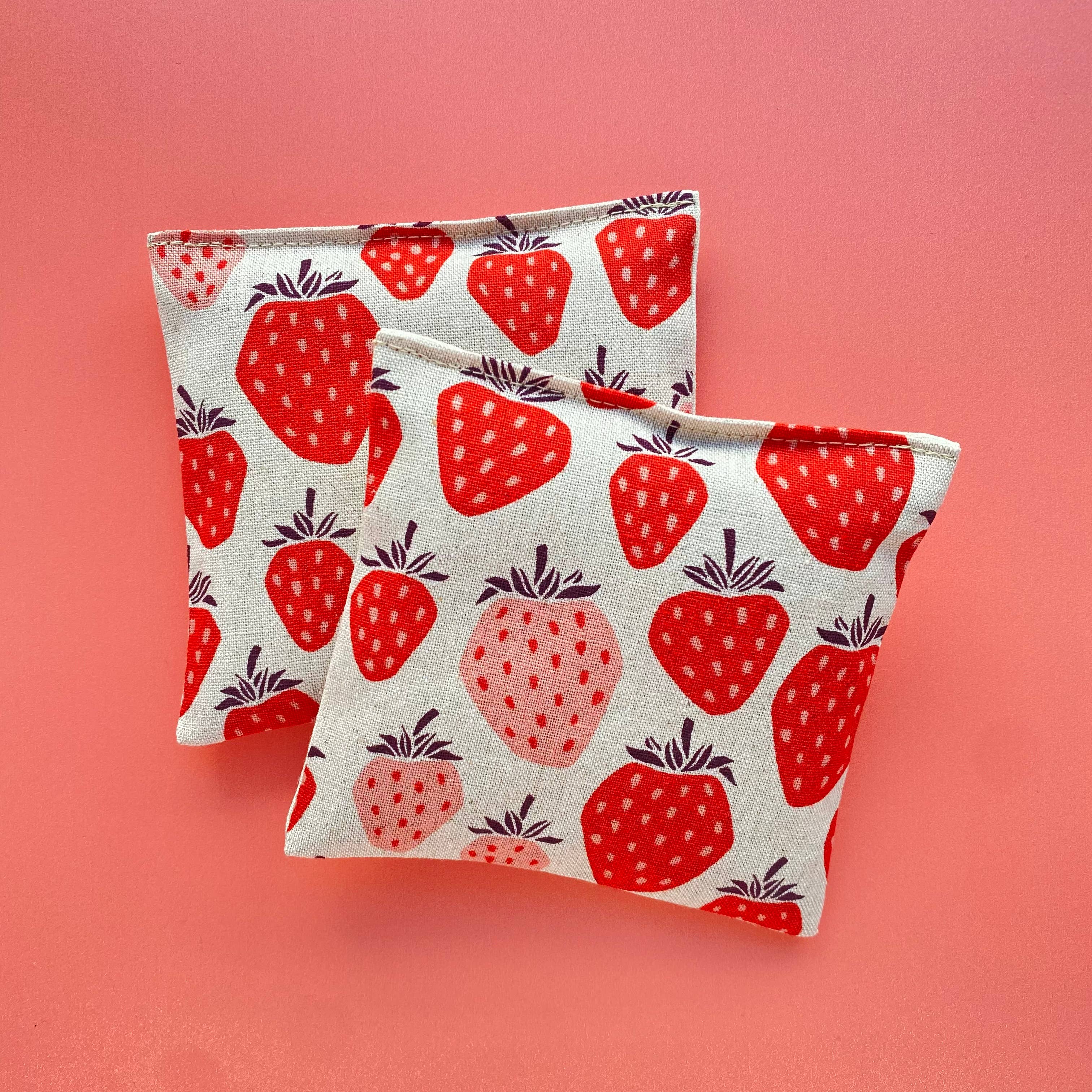 Minor Thread Lavender Sachet Bundle in Giant Strawberries Canvas Fruit - Aromatherapy Scented Bags for Drawers, Closets & Home Decor | Natural Relaxing Fragrance for Wardrobe, Car & Gift Giving