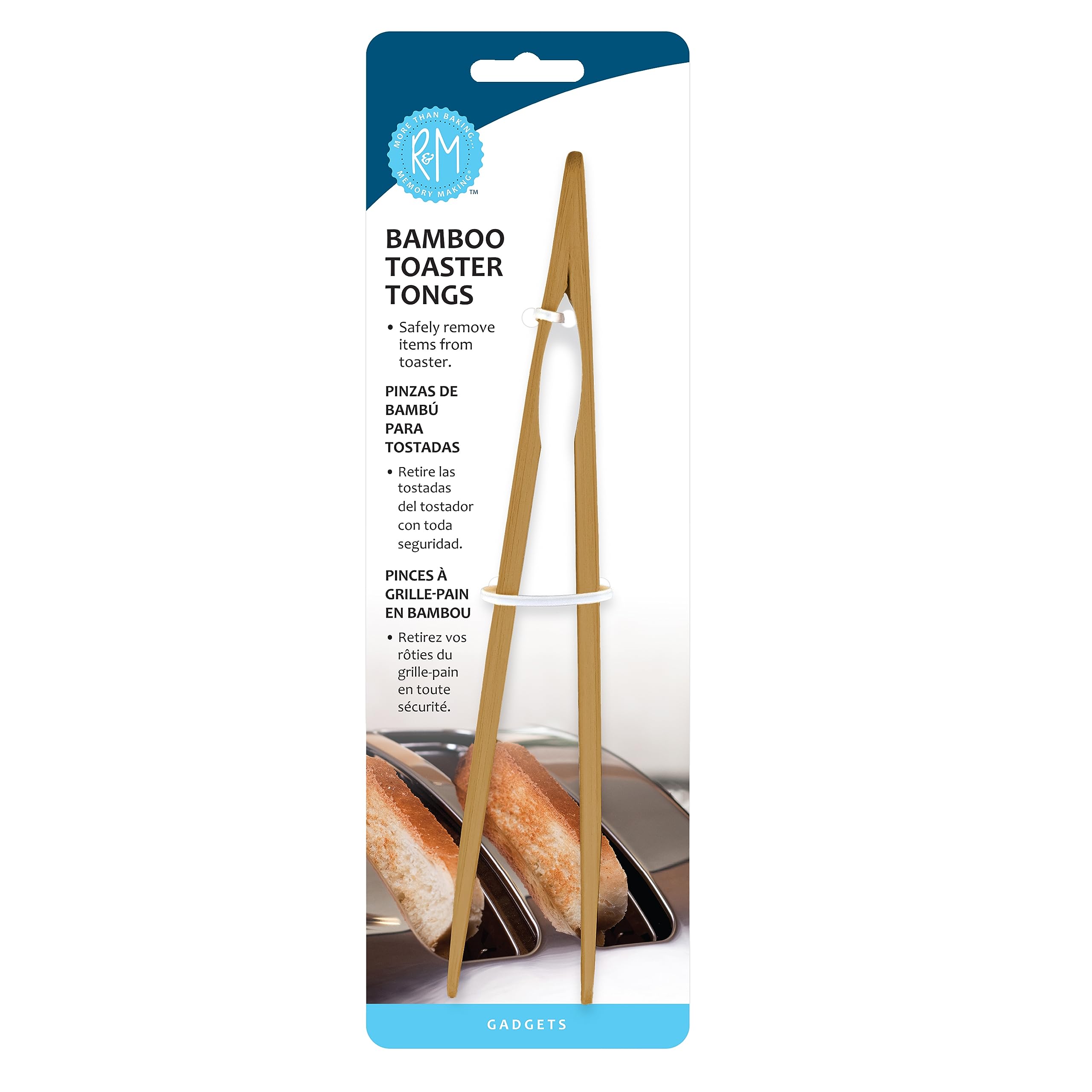 R&M International Bamboo Toast Tongs - Eco-Friendly Kitchen Utensil for Serving & Flipping Toast, Bread & Pastries - One Size, Brown - Perfect for Breakfast, Brunch & Tea Time