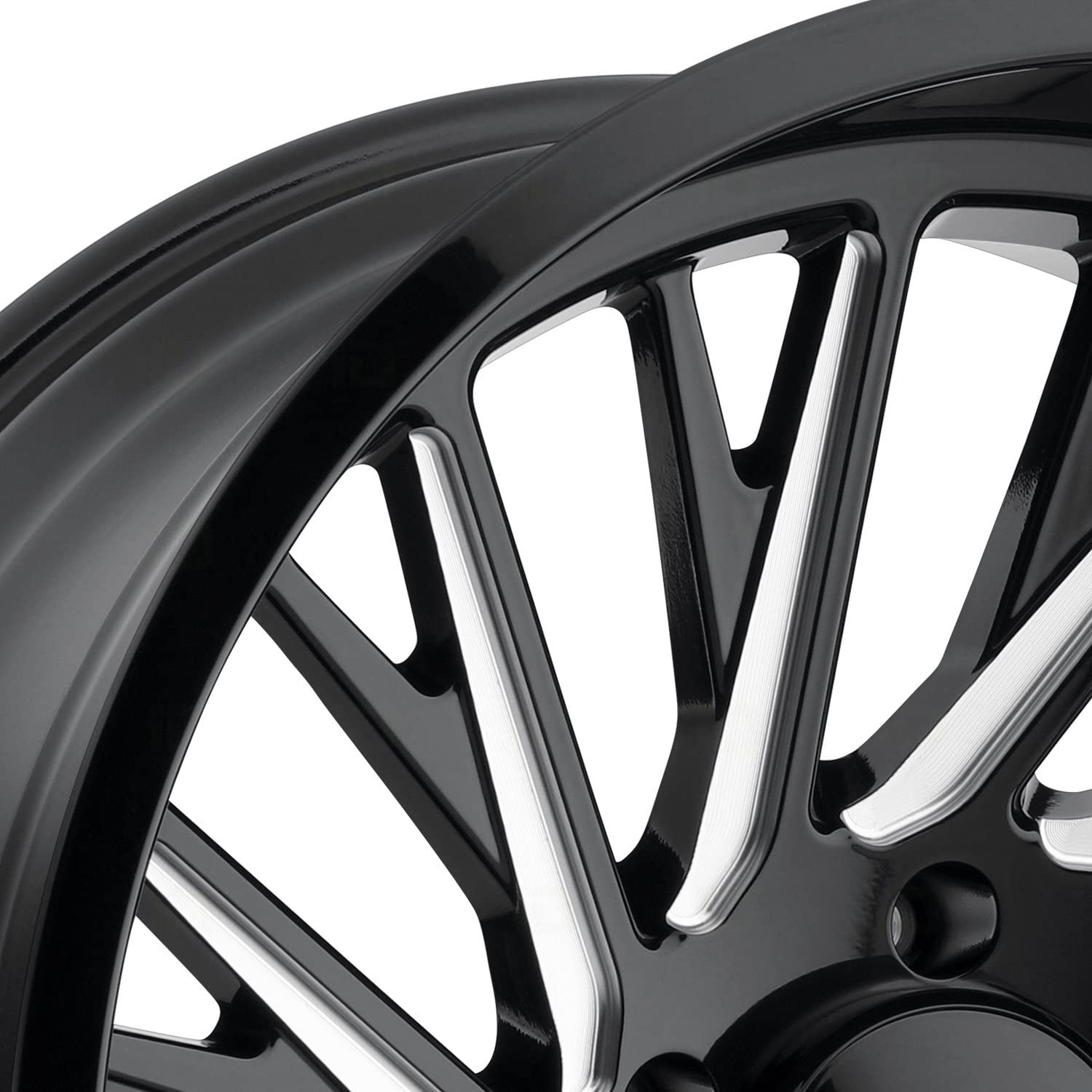 9114-2283BM Gloss Black/Milled 20X12 Wheel 6-139.7 Bolt Pattern -51mm Offset 106mm Bore - Premium Alloy Rims for Trucks & SUVs - Off-Road & Street Performance Upgrade