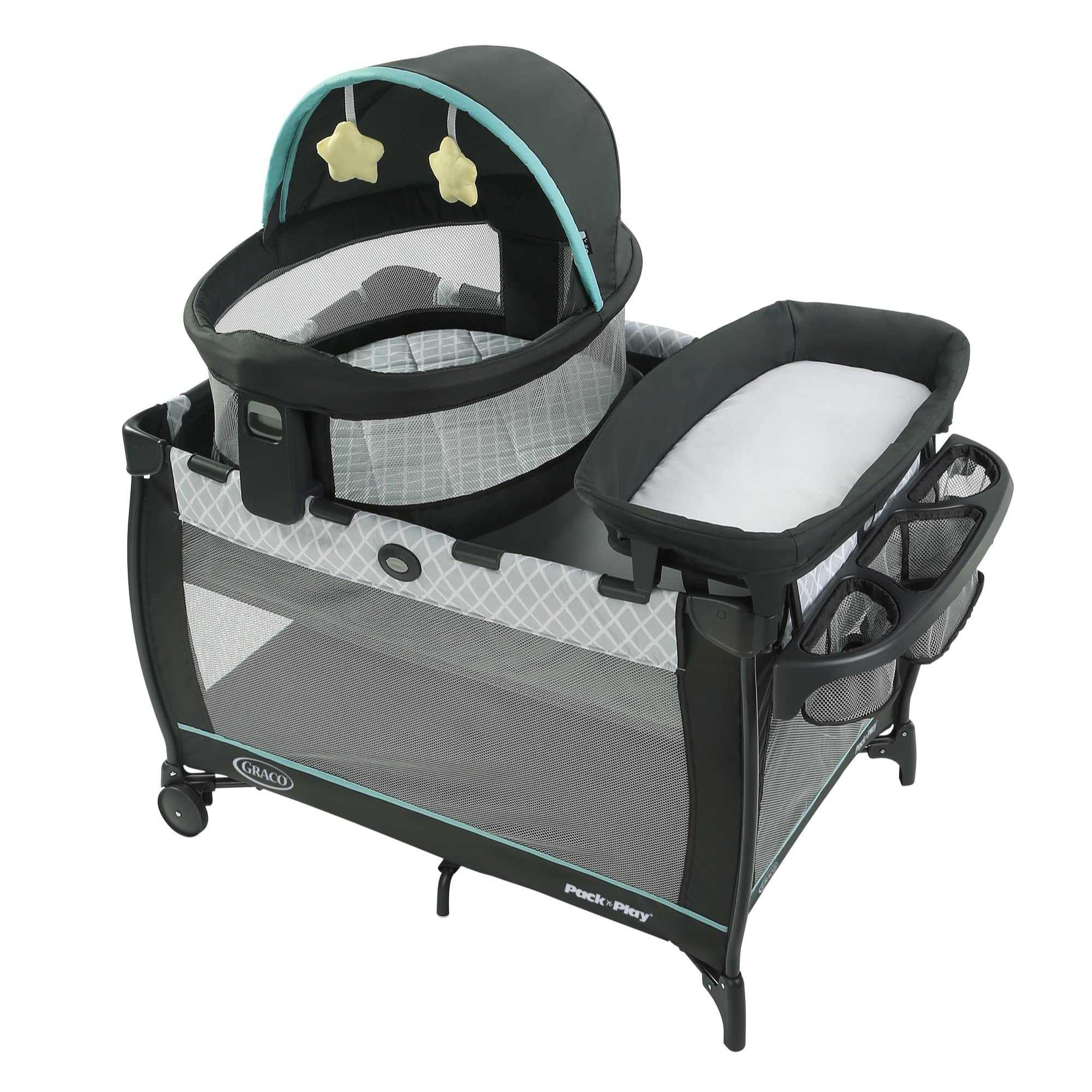 Graco Pack 'n Play Travel Dome LX Playard - Portable Baby Playpen with Canopy, Allister Design | Ideal for Travel, Nursery & Indoor/Outdoor Use