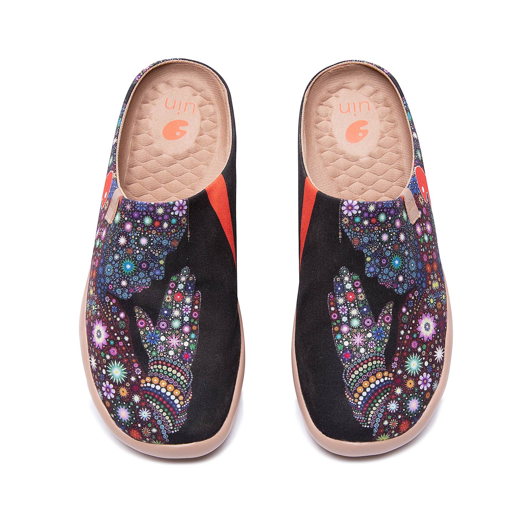 UIN Women's Fashion Mules - Comfortable Slip-On Loafers with Wide Toe & Artistic Paint Design - Perfect for Travel, Casual Wear & Home Slippers