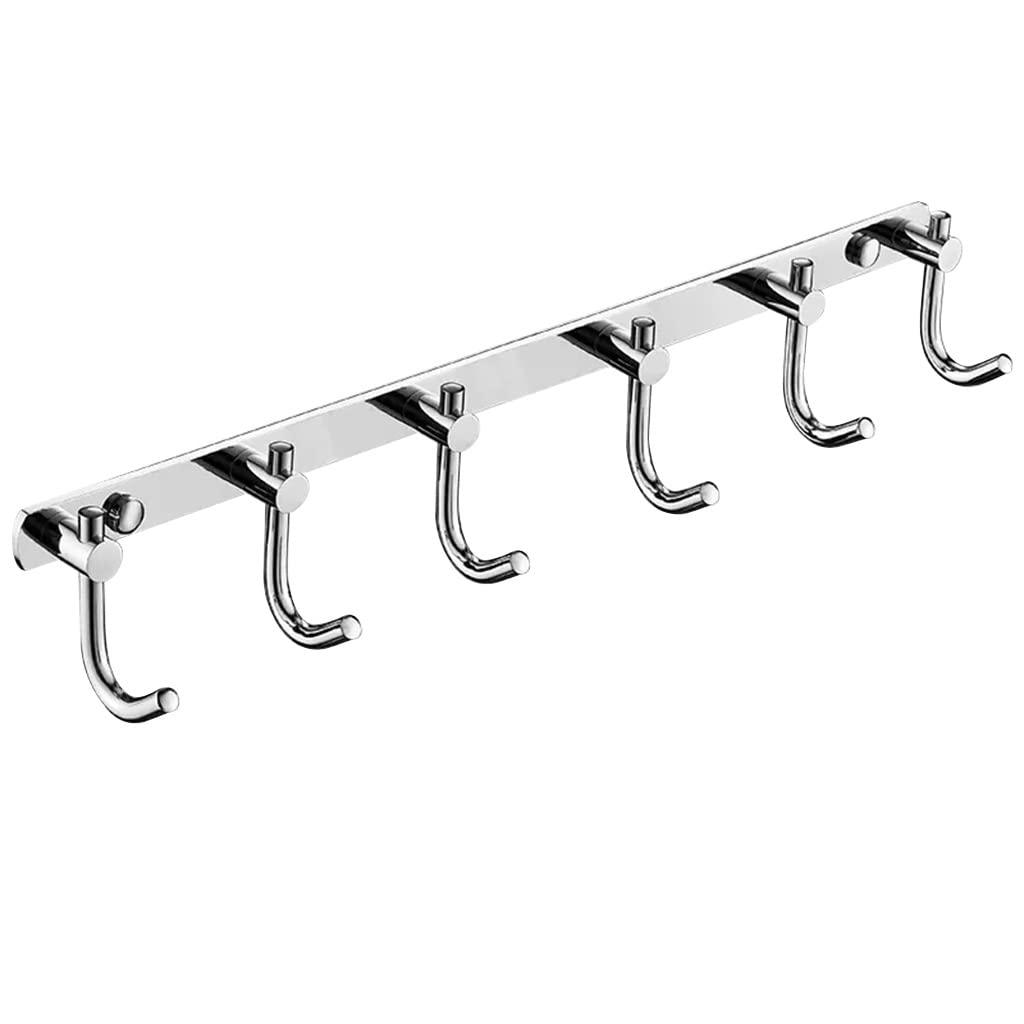 Wall Mounted Coat Rack with 3-6 Hooks - Space Saving Entryway Organizer for Jackets, Hats & Bags - Durable Silver Metal Hooks (40.5cm) - Perfect for Bathroom, Bedroom, Closet & Mudroom Organization