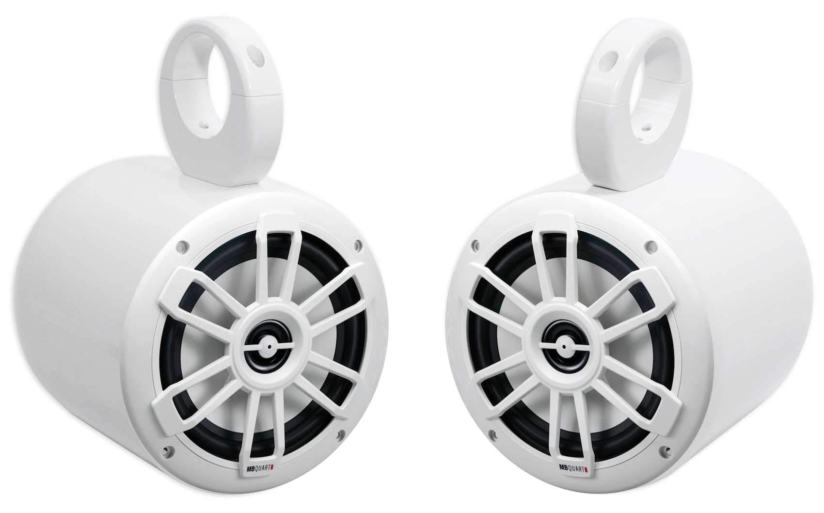 MB Quart NF1-116 6.5 Inch 80 Watt White Marine Wakeboard Tower Speakers - Premium Waterproof Boat Audio System for Wakeboarding, Yachting & Outdoor Water Sports