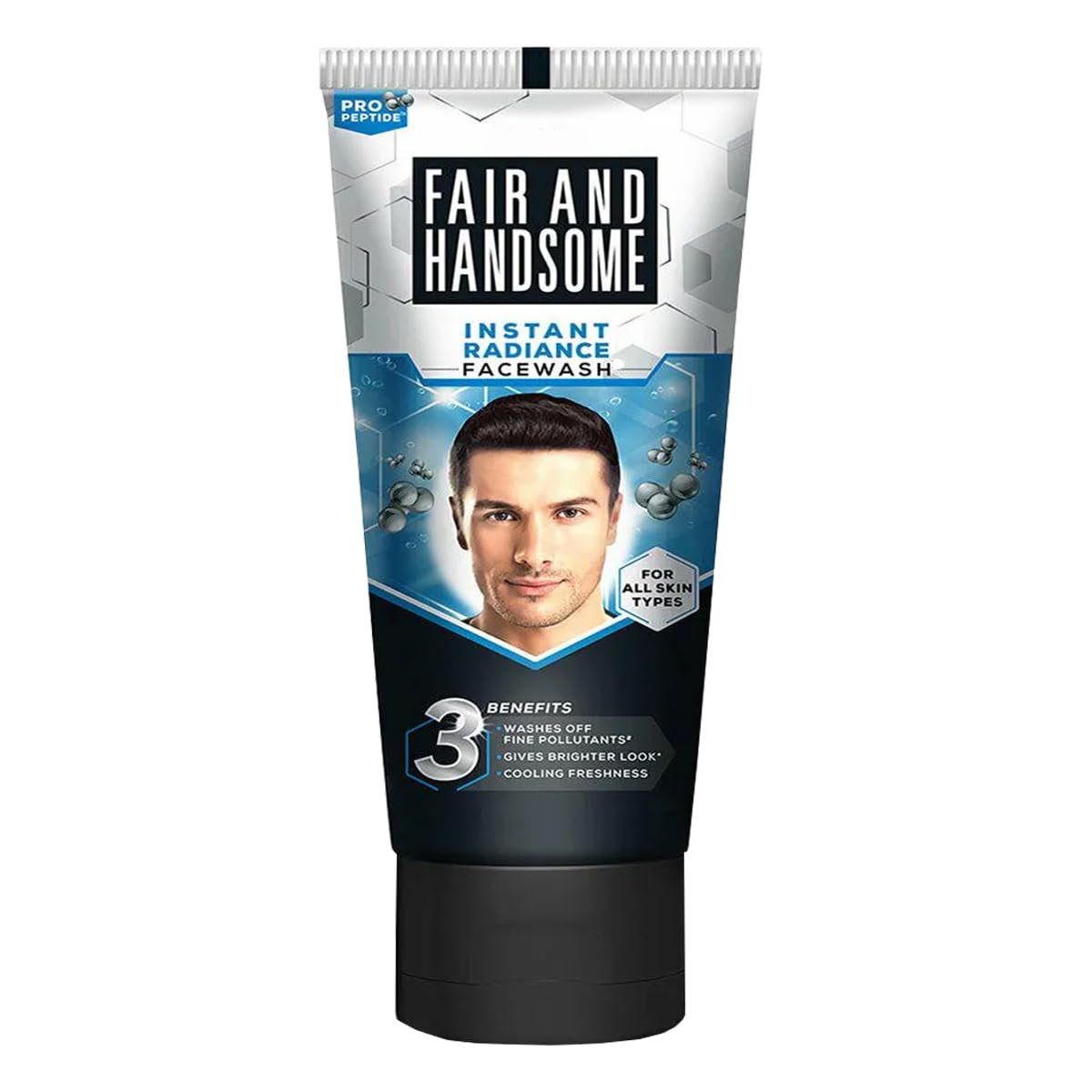 JV Fair and Handsome Instant Radiance Face Wash 100g - Brightening Cleanser for Men with Vitamin C - Perfect for Morning Skincare Routine & Travel Essentials