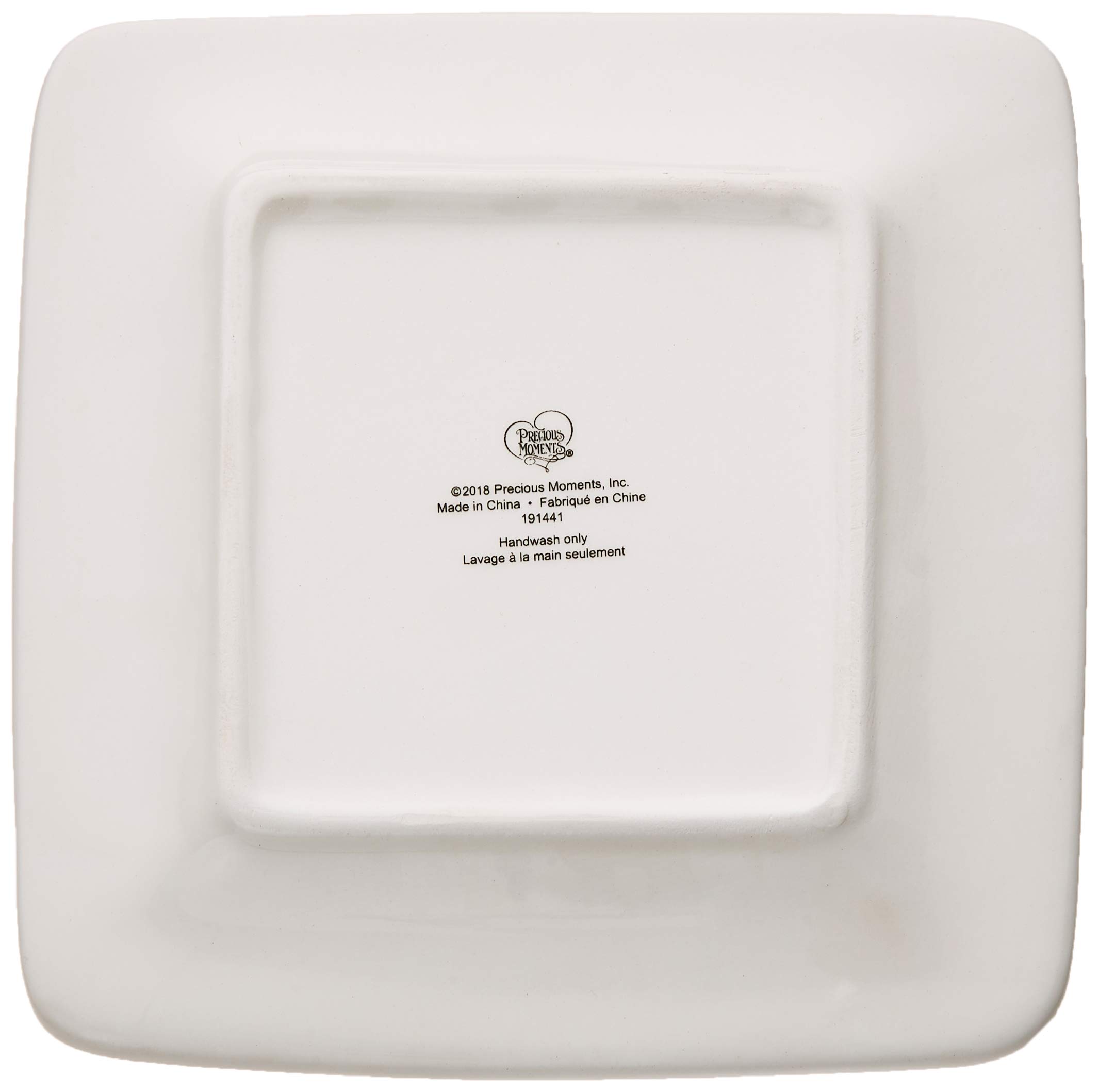 Precious Moments 191441 Peaceful Moments 4-Piece Ceramic Dessert Plates Set - Perfect for Tea Parties, Bridal Showers & Special Occasions