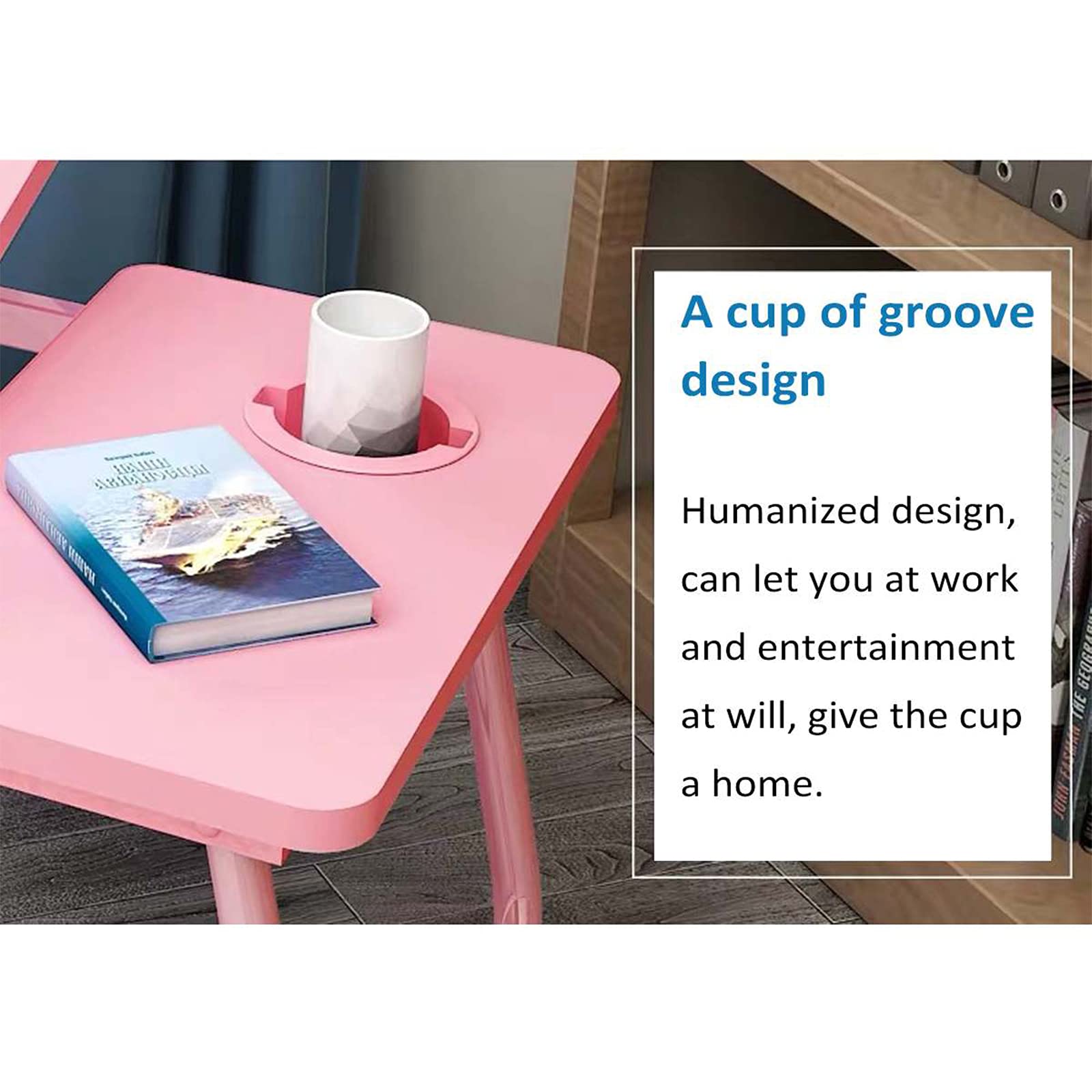 Adjustable Laptop Table for Bed & Sofa - Portable Notebook Stand with Cup Holder & Tilting Tray - Perfect for Eating, Working, Reading in Bed or on Couch (Maple White)