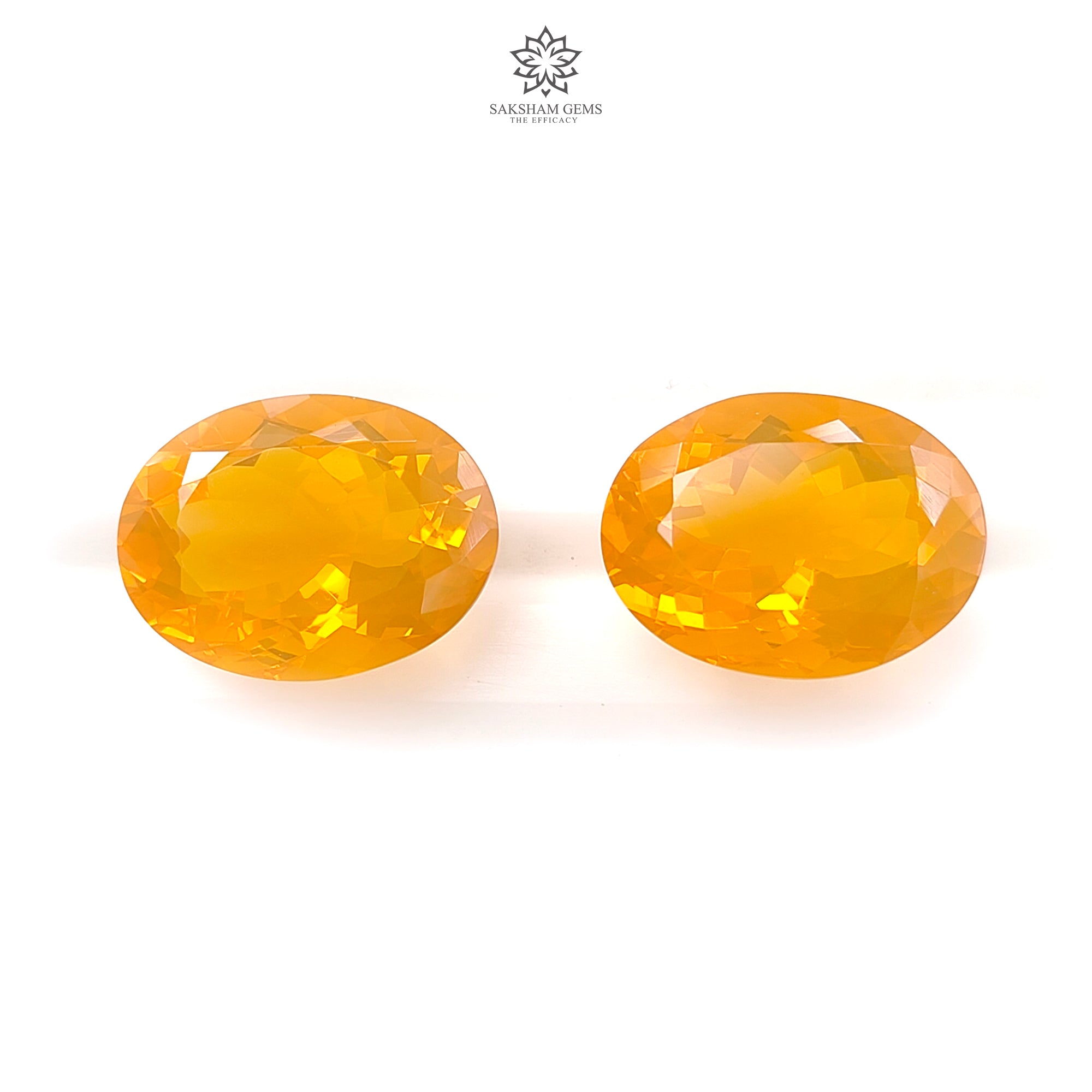 Natural Certified Mexican Yellow Fire Opal Gemstone - 16x12mm Oval Faceted Cut, Untreated Pair for Jewelry Making | Perfect for Rings, Earrings & Pendants