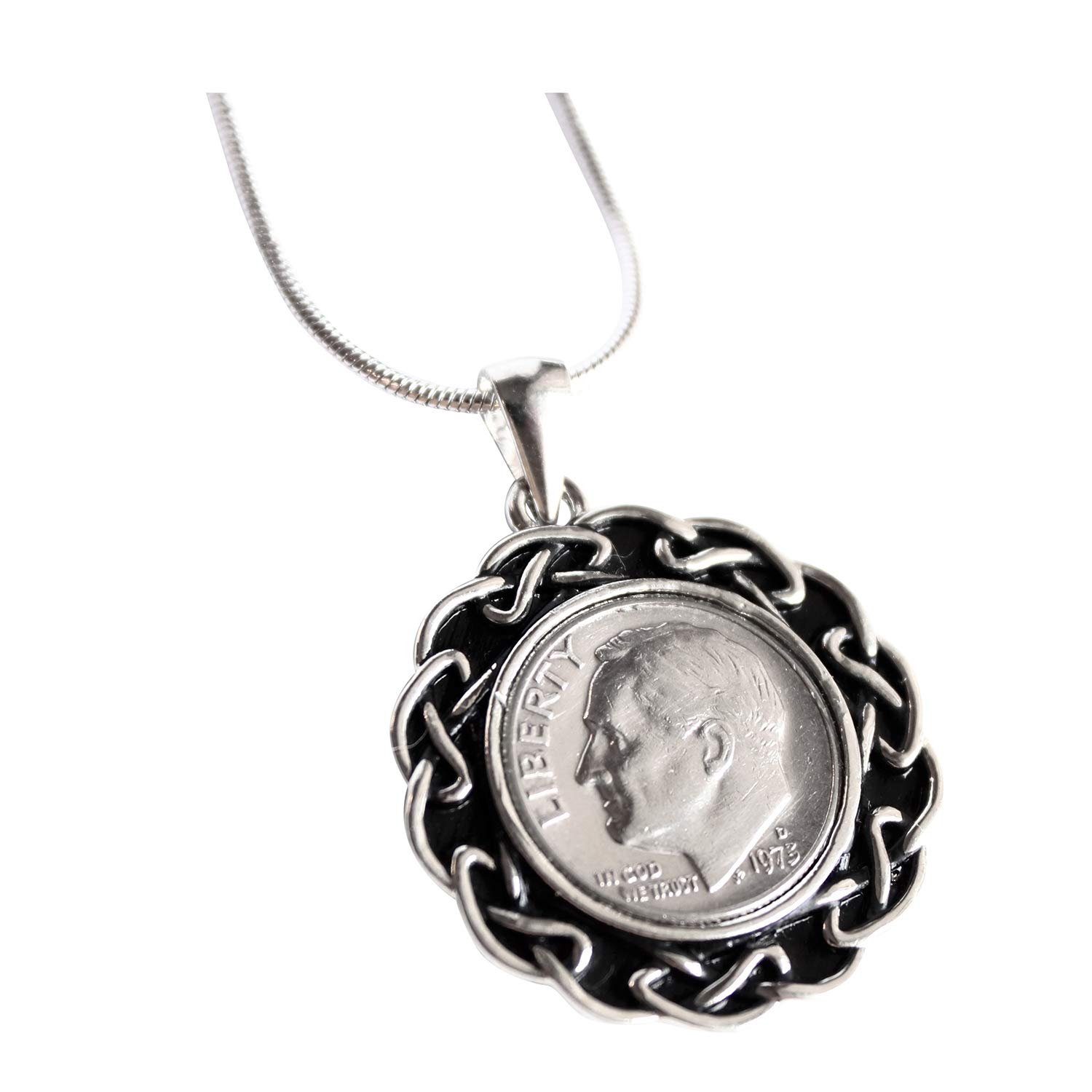 1973 US Coin Cufflinks & Pendant Set - 44th Birthday Gift for Men - Lucky 1973 Silver Dollar Jewelry for Anniversary, Graduation & Special Occasions