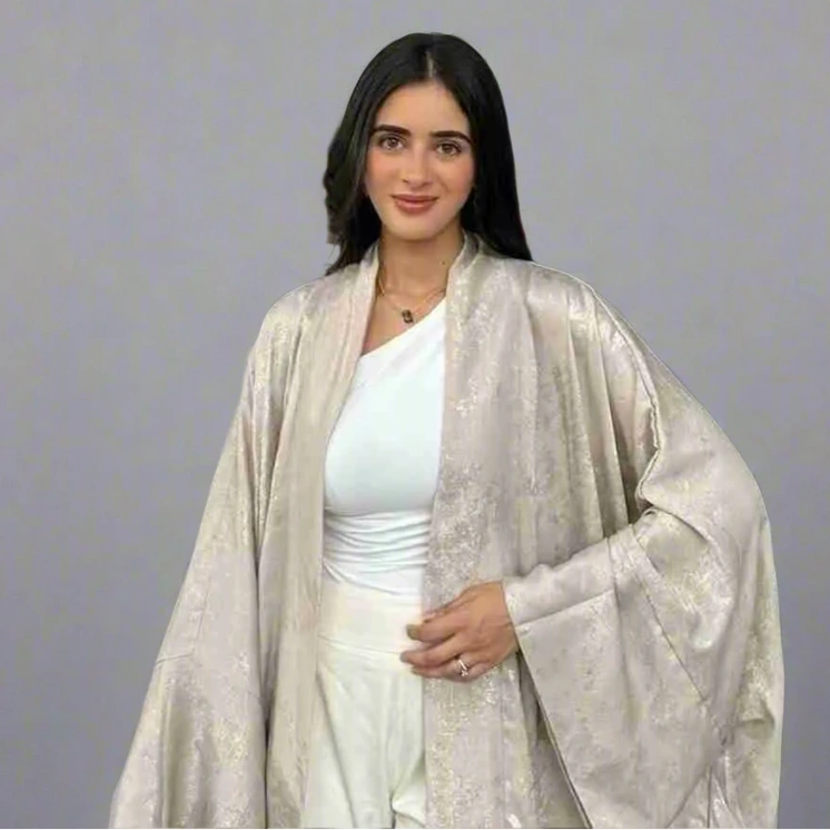 Elegant Muslim Women's Bronzing Cardigan Open Abaya Dress - Modest Islamic Fashion for Prayer, Mosque & Everyday Wear