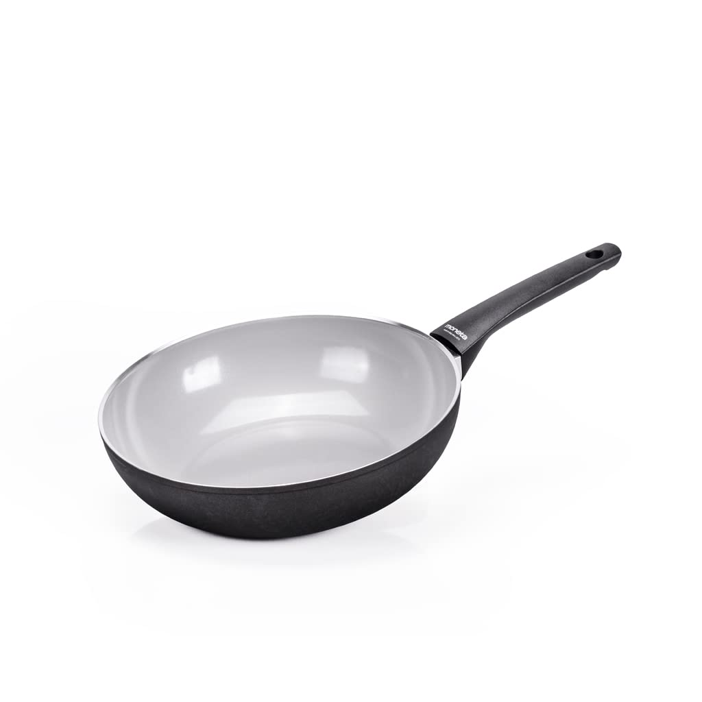 Moneta Futura 28cm Natural Finegres Non-Stick Wok Pan - Induction Compatible, Italian Made - Perfect for Stir-Frying, Sautéing & Asian Cooking