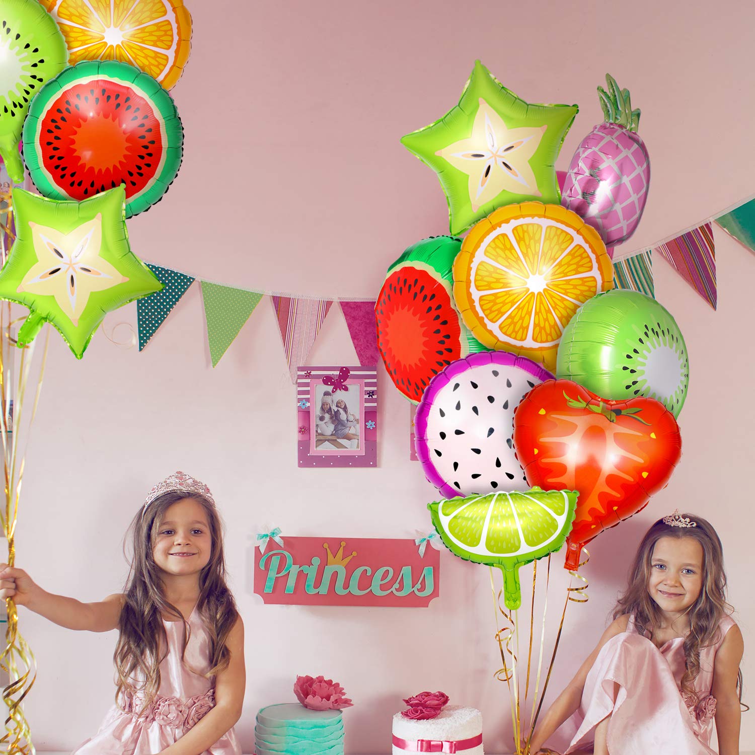 30-Piece Hsei Fruit Balloons - Tutti Frutti Aluminum Foil Balloons for Tropical Birthday Party Decorations (2 Sizes) - Perfect for Baby Showers, Summer Parties & Fruit-Themed Events