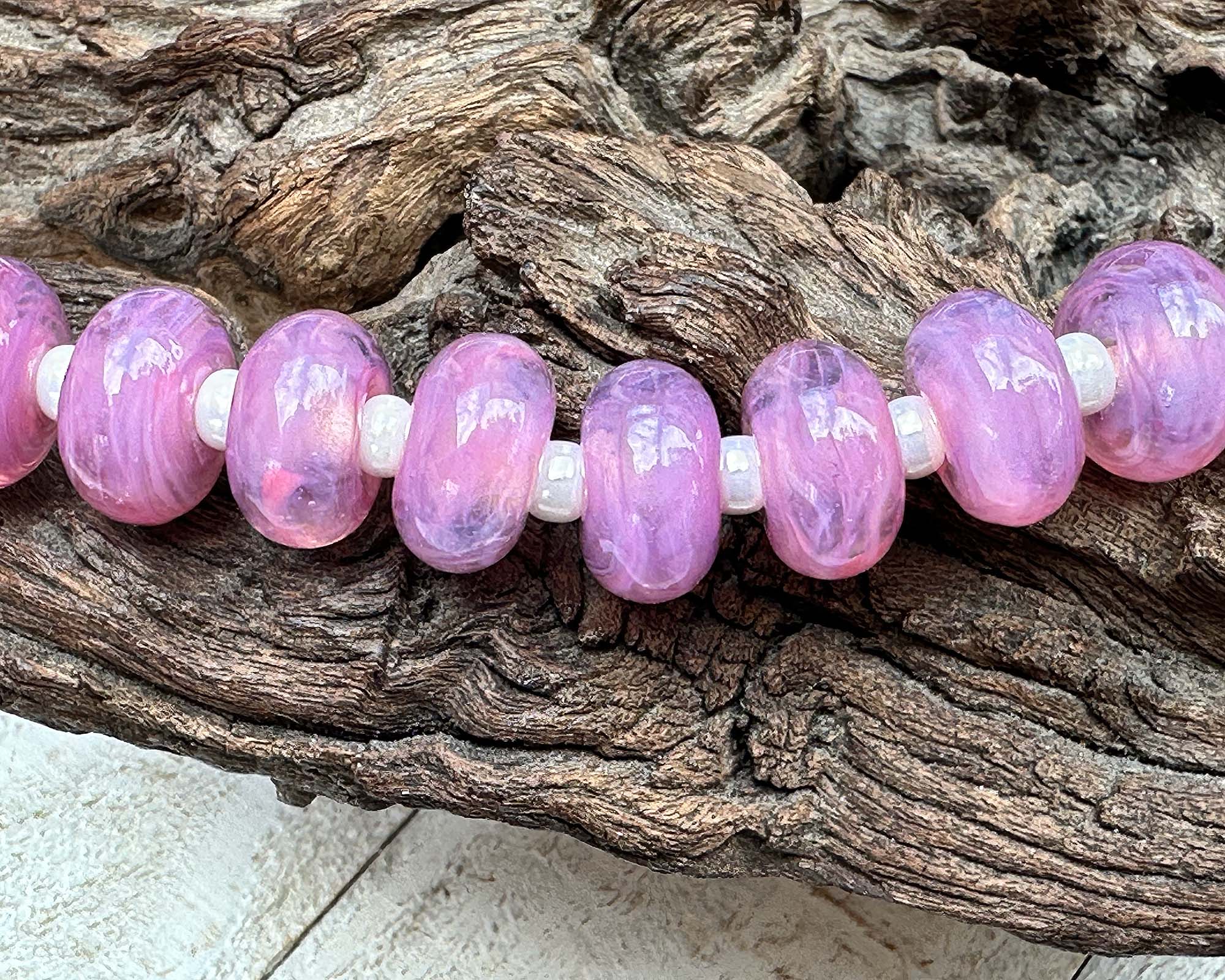 Handmade Rose Petal Pink Lampwork Glass Beads for Jewelry Making - Perfect for Necklaces, Bracelets & DIY Craft Projects
