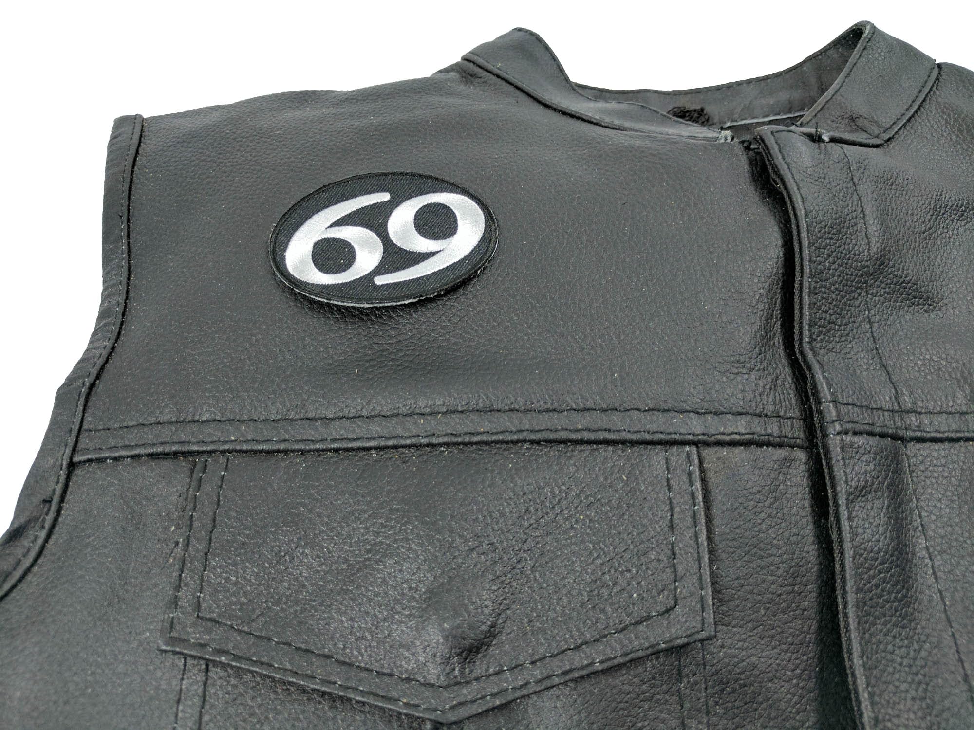 69 Iron On Patch - Embroidered Custom Patch for Jackets, Hats, Bags & DIY Crafts - Durable Sew-On or Heat Transfer Applique for Clothing & Accessories