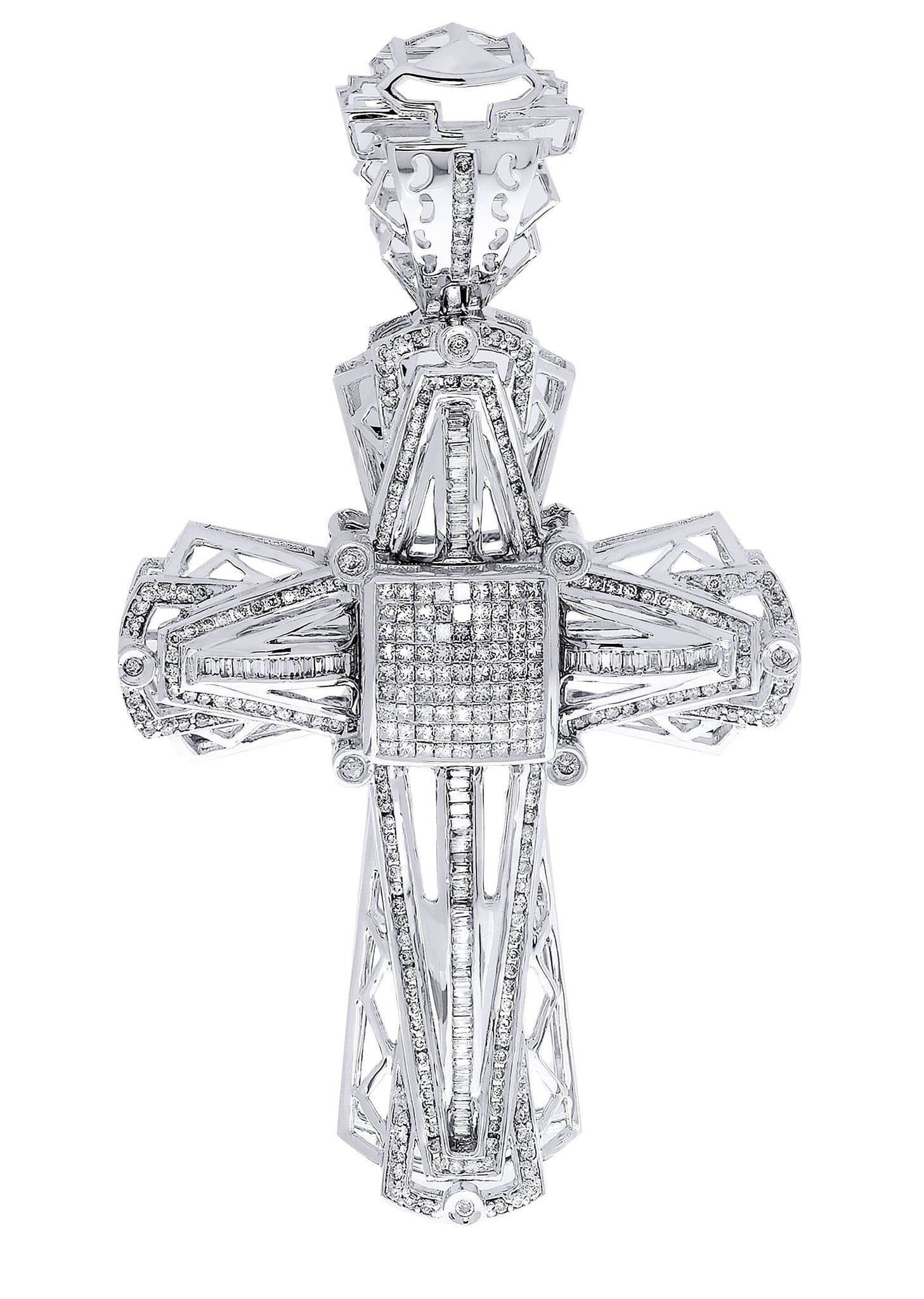 2.63 Carat Diamond Cross Pendant Necklace - 24.62 Grams Solid Gold Religious Jewelry for Women - Perfect for Baptism, First Communion & Special Occasions