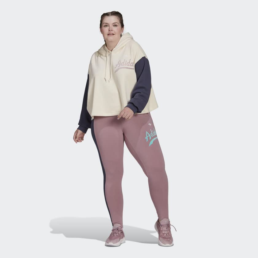 Adidas Originals Plus Size Logo Play Tights for Women - Magic Mauve/Shadow Navy 3X - High Waisted Yoga Pants for Workout, Running & Lounge Wear