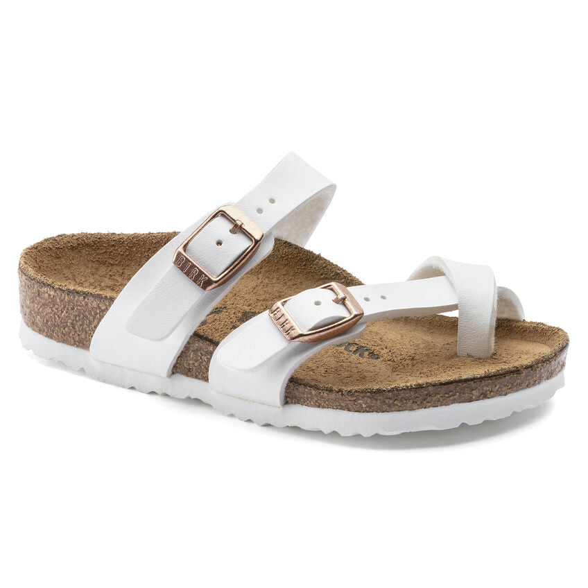 Birkenstock Mayari Birko-Flor Sandals for Kids - Comfortable White Adjustable Straps - Perfect for School, Play & Summer Outings
