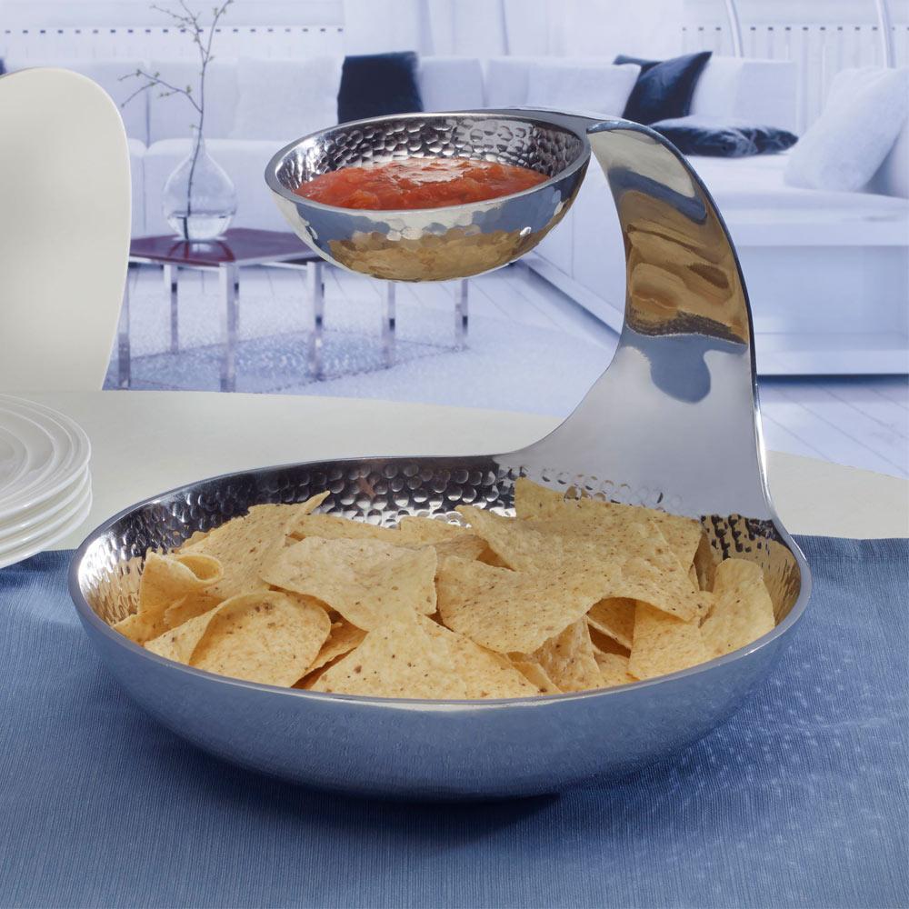 Hammersmith Elegant Gooseneck 3-Tier Chip and Dip Server Set - Perfect for Parties, Entertaining, and Snack Serving at Home Gatherings