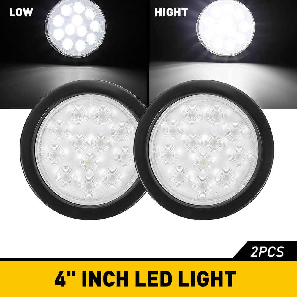 4 Inch 12 LED Round Tail Lights Kit with 3 Pin Waterproof Plug - Universal Rear Reverse Brake Lights for Trucks, SUVs, Trailers & Boats - Perfect for Night Driving, Off-Roading & Marine Applications