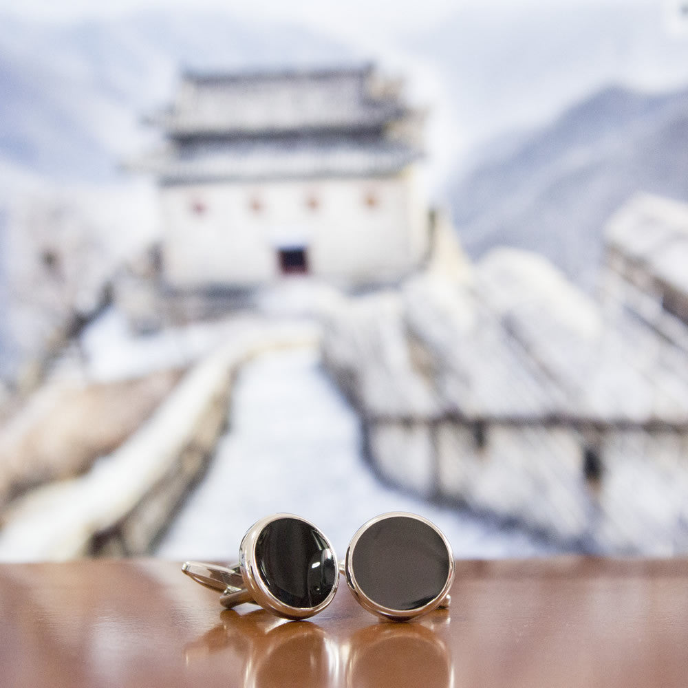 Premium Agate Round Plated Cufflinks for Men - Elegant Dress Shirt Accessories for Weddings, Business & Formal Events