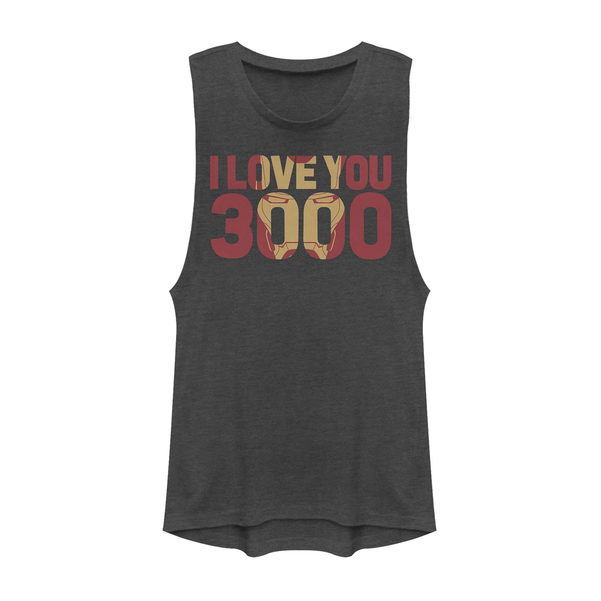 Marvel Women's Love You 3000 Graphic Muscle Tee - Casual Festival T-Shirt for Women - Perfect for Comic Con, Concerts & Everyday Wear