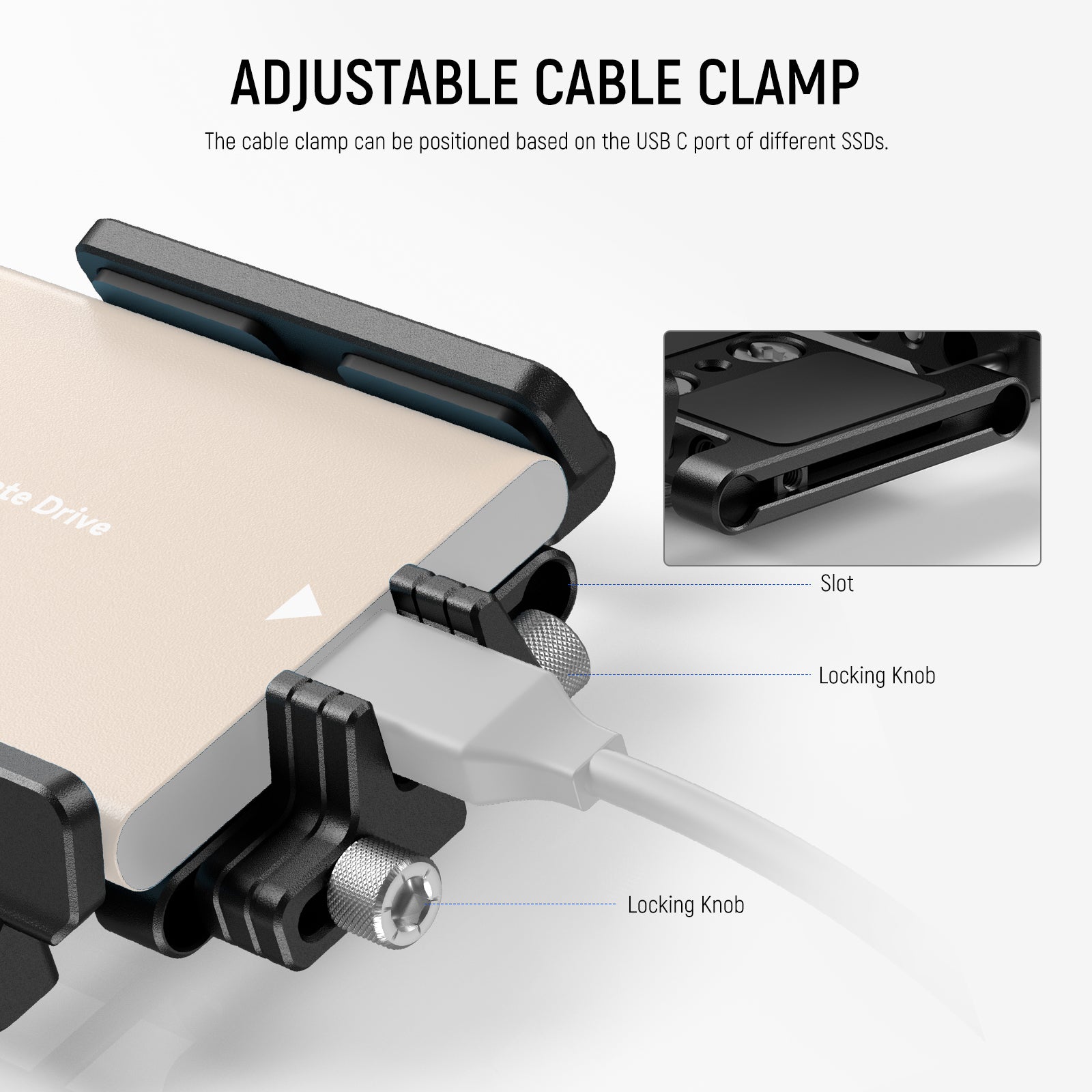 NEEWER UA035 SSD Mount Bracket Holder - Universal Hard Drive Mounting Clip for Camera Rig, Video Cage & DSLR Accessories - Perfect for Filmmaking, Vlogging & Studio Setups
