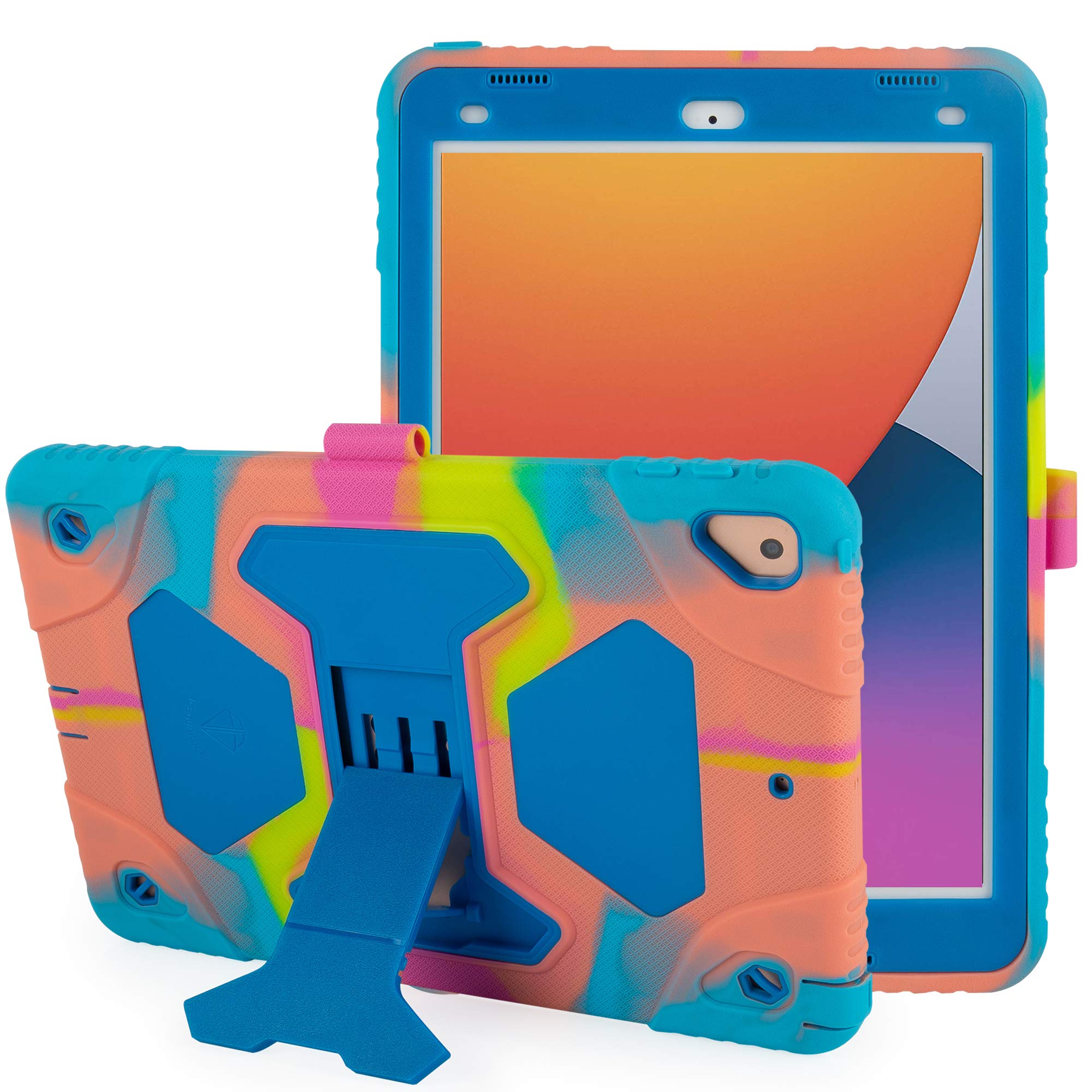 Ultra Thin Shockproof Silicone Protective Case for iPad 10.2 inch (7th & 8th Generation) - Kids Friendly Durable Cover for iPad 2019 2020 Releases - Perfect for School, Travel & Everyday Use (Blue)