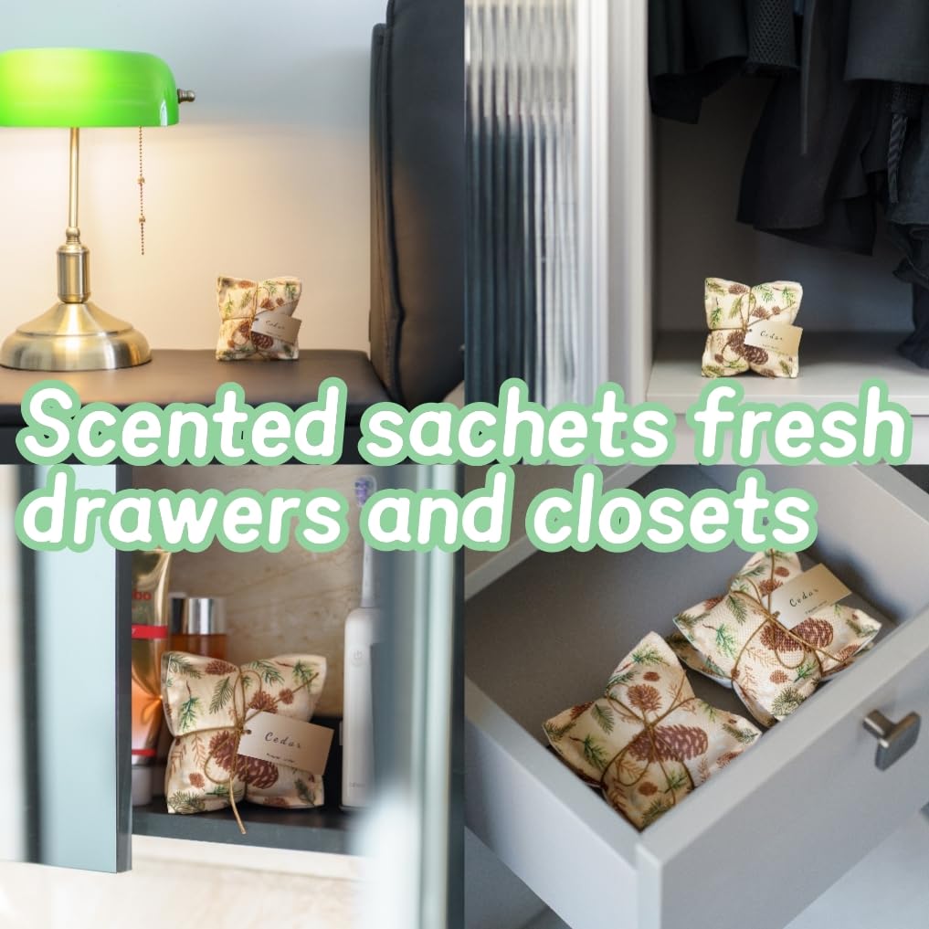 AUCUDA Easter Cedar Scented Sachet Bags - Natural Aromatic Drawer & Closet Fresheners, Potpourri Packets for Women's Clothing Storage, Spring Wedding Fragrance Pillows, Home Decor & Bedroom Air Fresheners - Perfect for Drawers, Closets, Gift Baskets & Seasonal Home Fragrance