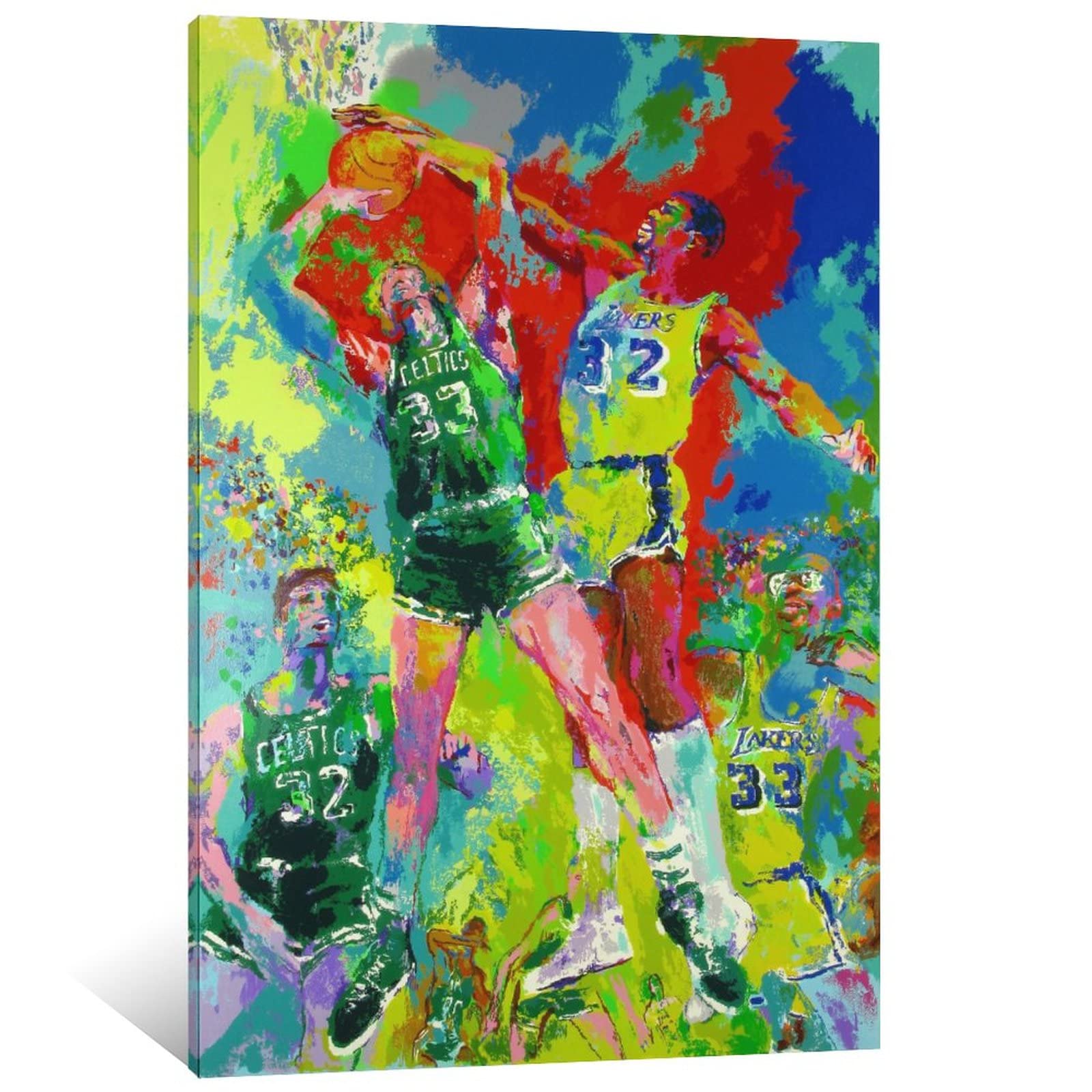 ZIE Star Basketball Leroy Neiman Poster - Premium Canvas Wall Art Decor (16x24 inches, 40x60 cm) for Living Room, Bedroom & Game Room - Perfect Sports Fan Gift & Man Cave Decor
