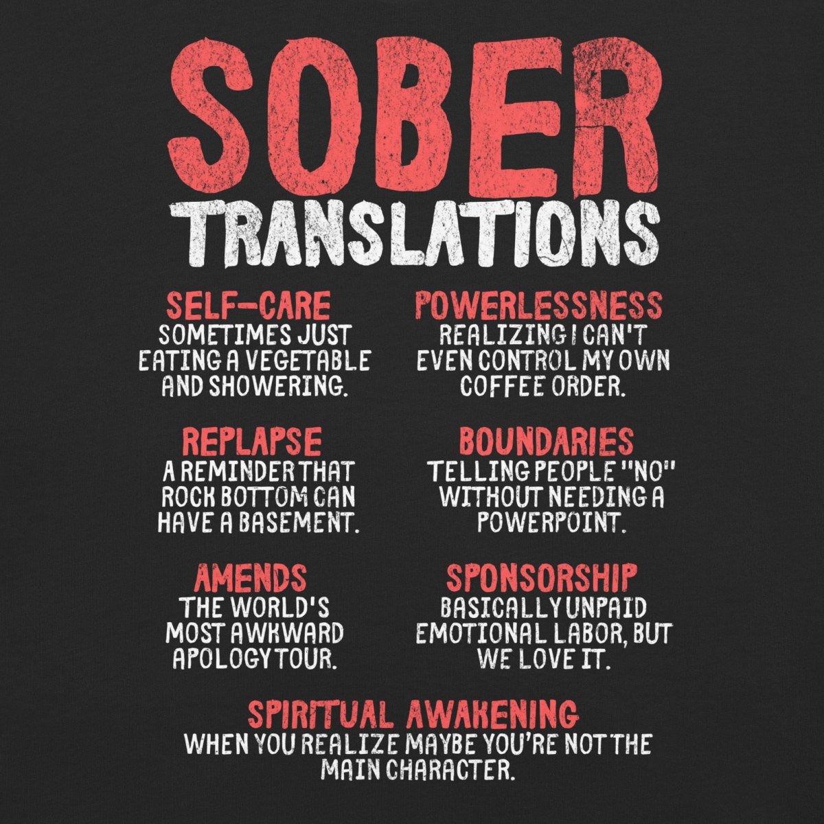 Wings of Recovery Embroidered Premium T-Shirt - Sober Translations Vol.3 | Motivational Recovery Apparel for AA Meetings & Sober Living
