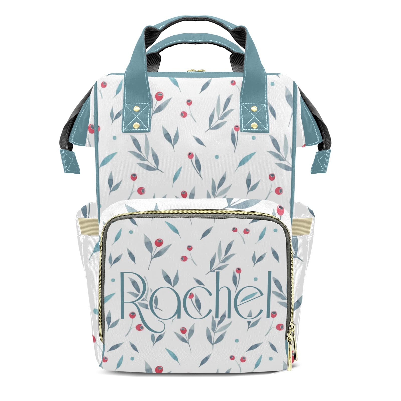 Waterproof Diaper Bag Backpack for Moms & Dads - Large Cherry Blossom Print Baby Tote with Personalization Option | Perfect for Nursing, Travel & Baby Showers Gift