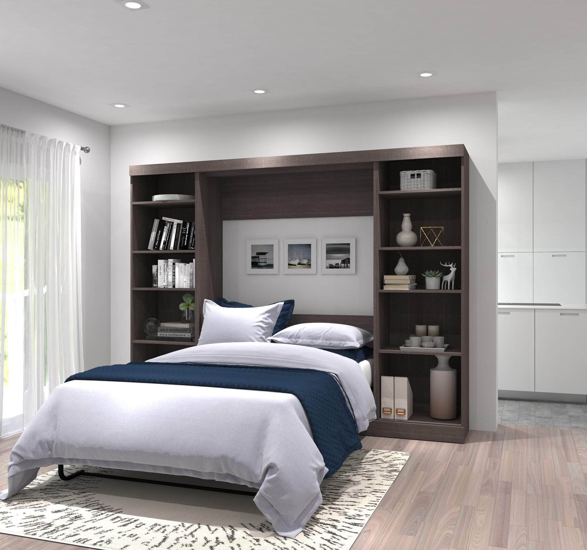 Space-Saving Full Murphy Bed with 2 Storage Units (109W) - 7 Color Options for Home, Office, or Guest Room Use