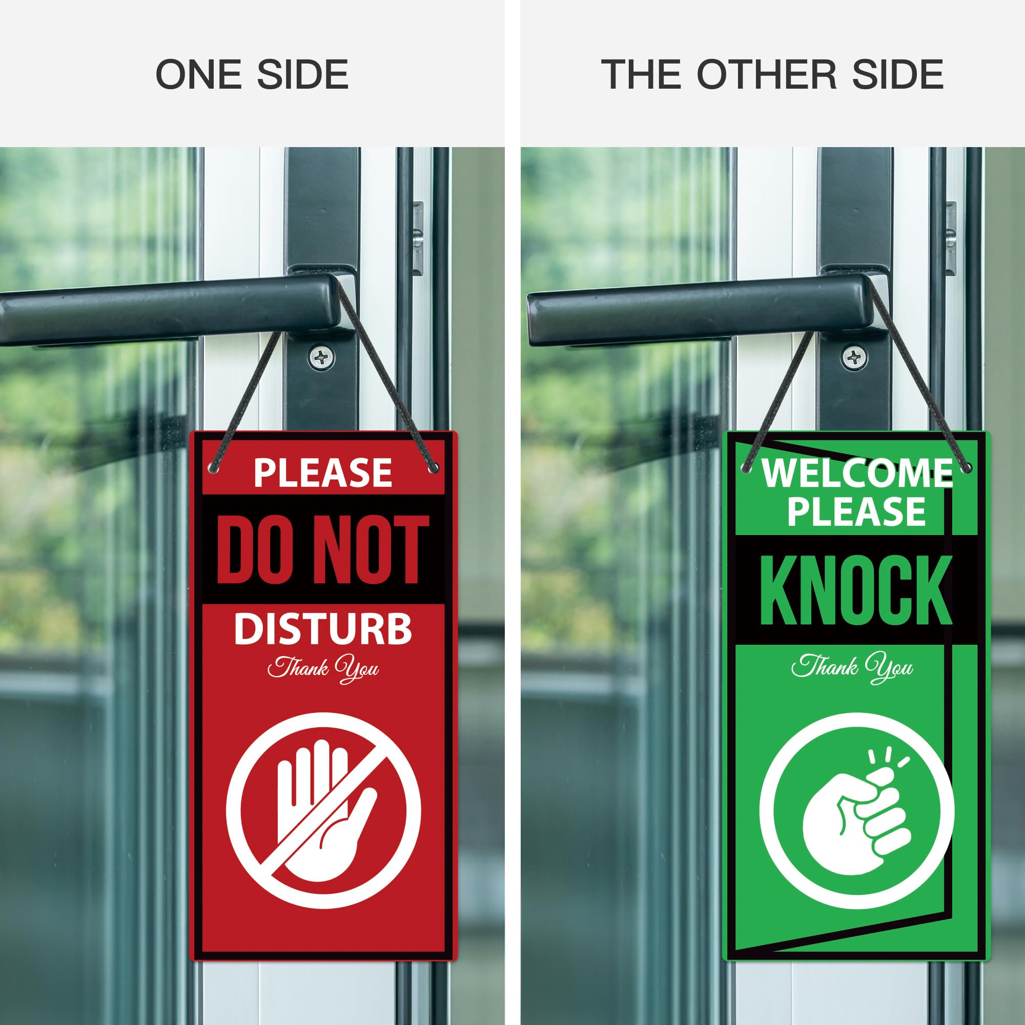 Double Sided Reversible Do Not Disturb Sign for Office Door - 10x5 Inches PVC Door Hanger for Therapists, Clinics & Treatment Rooms - Welcome Please Knock Sign for Privacy & Professional Spaces