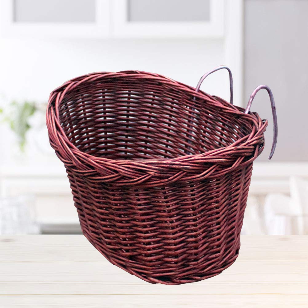 Handmade Natural Rattan Detachable Bicycle Basket for Front Handlebar - Wicker Bike Storage Basket (Brown) | Perfect for Groceries, Picnics & Commuting