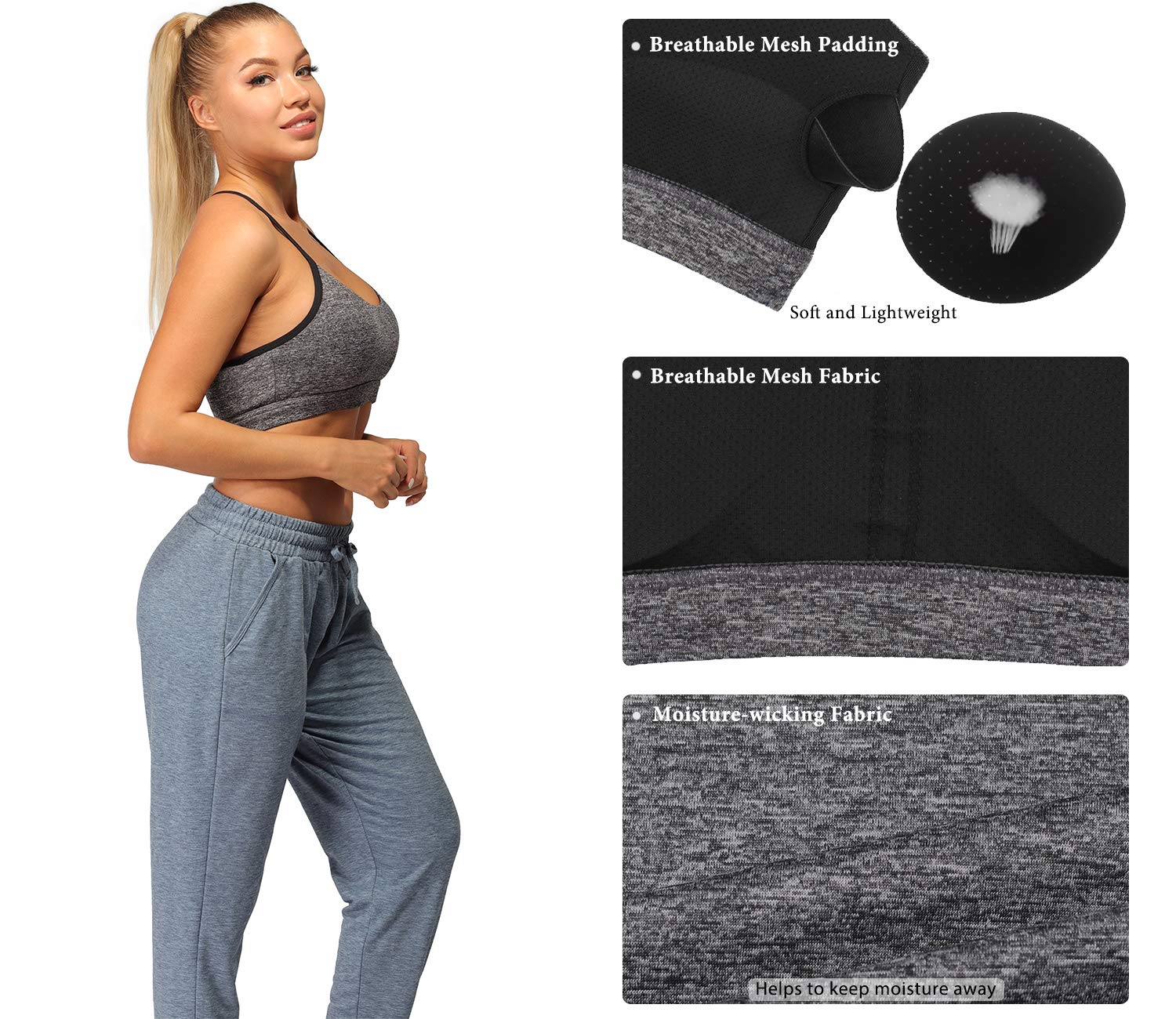 Icyzone Women's Workout Sports Bras - High Support Running, Fitness, Yoga & Activewear Tops for Gym, Training & Everyday Wear