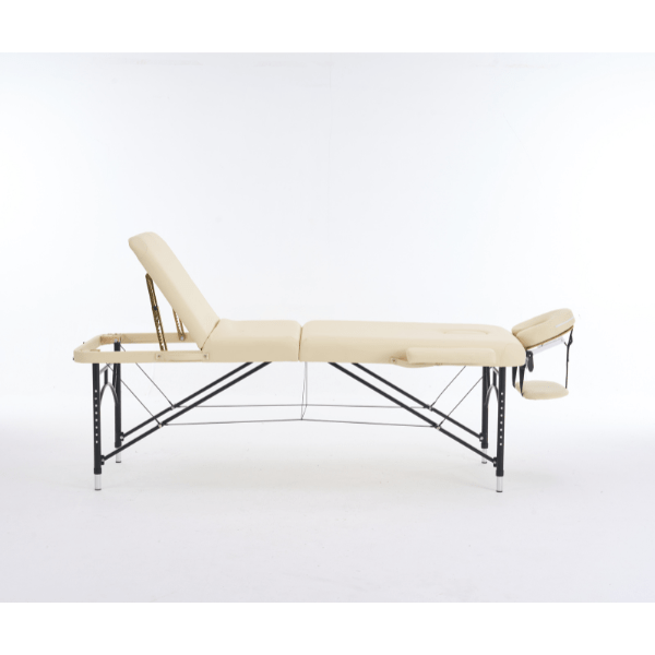 Geenlife 3-Section Aluminum Portable Massage Table - Lightweight & Adjustable (Black/Cream) for Professional Massage Therapists, Home Use & Spa Treatments - Model MTA131